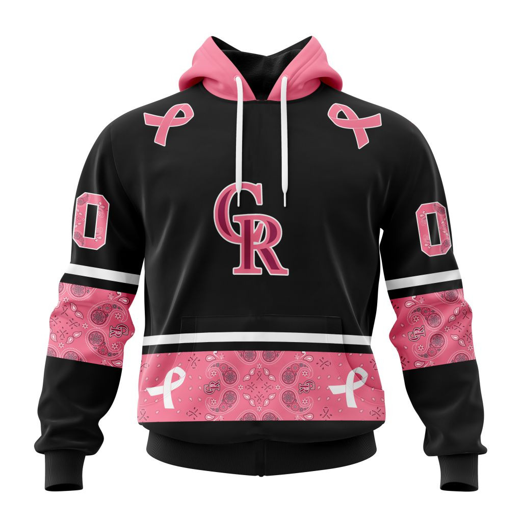 Colorado Rockies Specialized Design In Classic Style With Paisley! In October We Wear Pink Breast Cancer Hoodie 