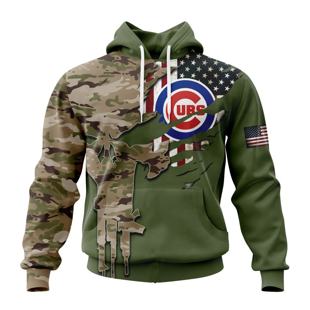 Chicago Cubs Special Camo Design For Veterans Day Hoodie 