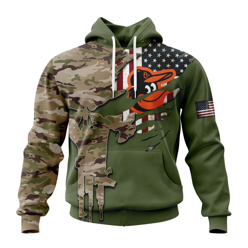 Baltimore Orioles Special Camo Design For Veterans Day Hoodie 