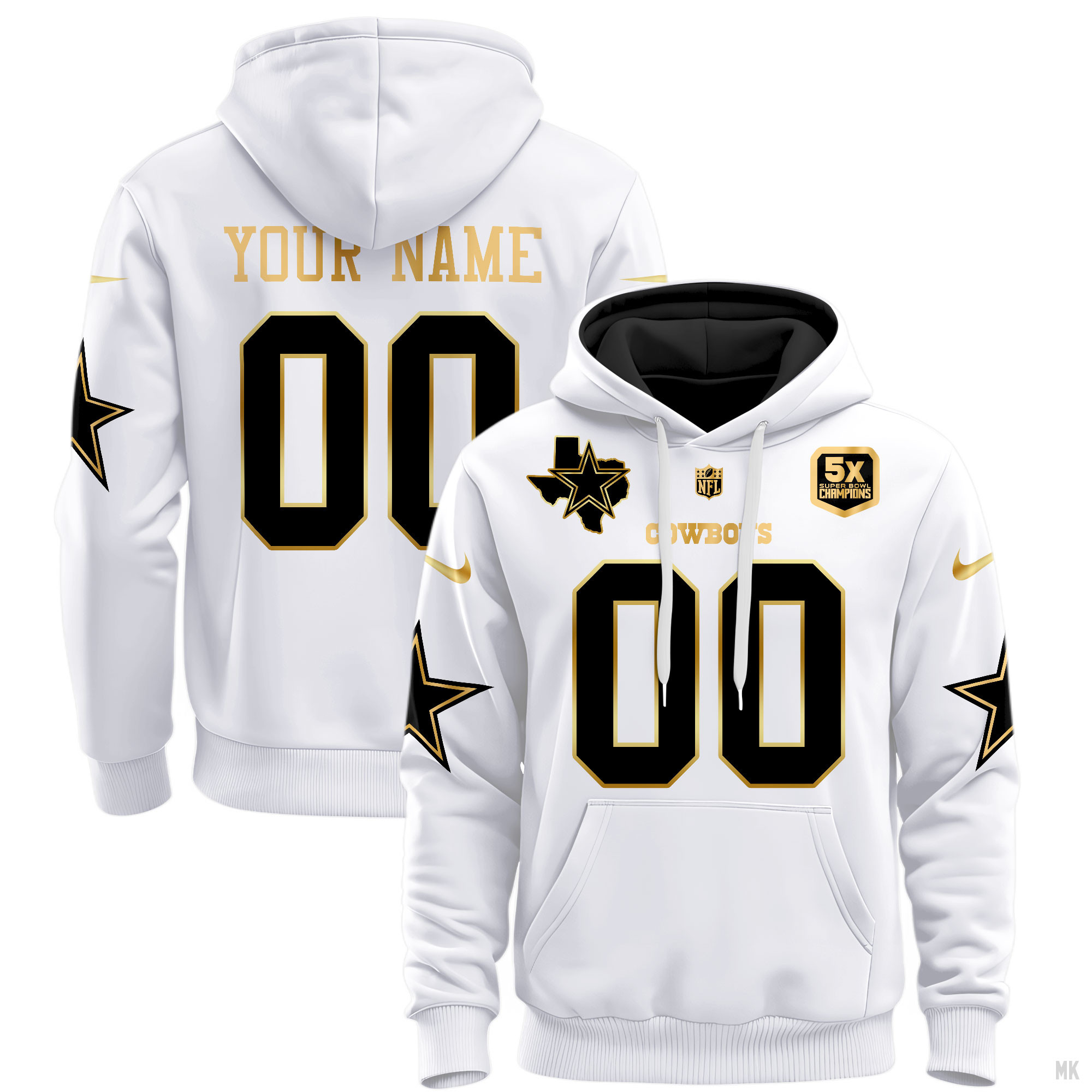 Dallas Cowboys  5X Super Bowl Champions Vapor Limited Custom Jersey Hoodie 