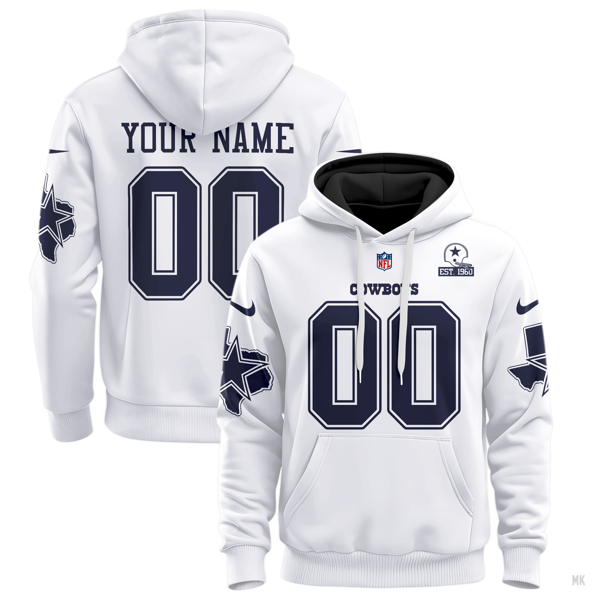 Dallas Cowboys  Throwback Texas Patch Vapor Limited Custom Jersey Hoodie 