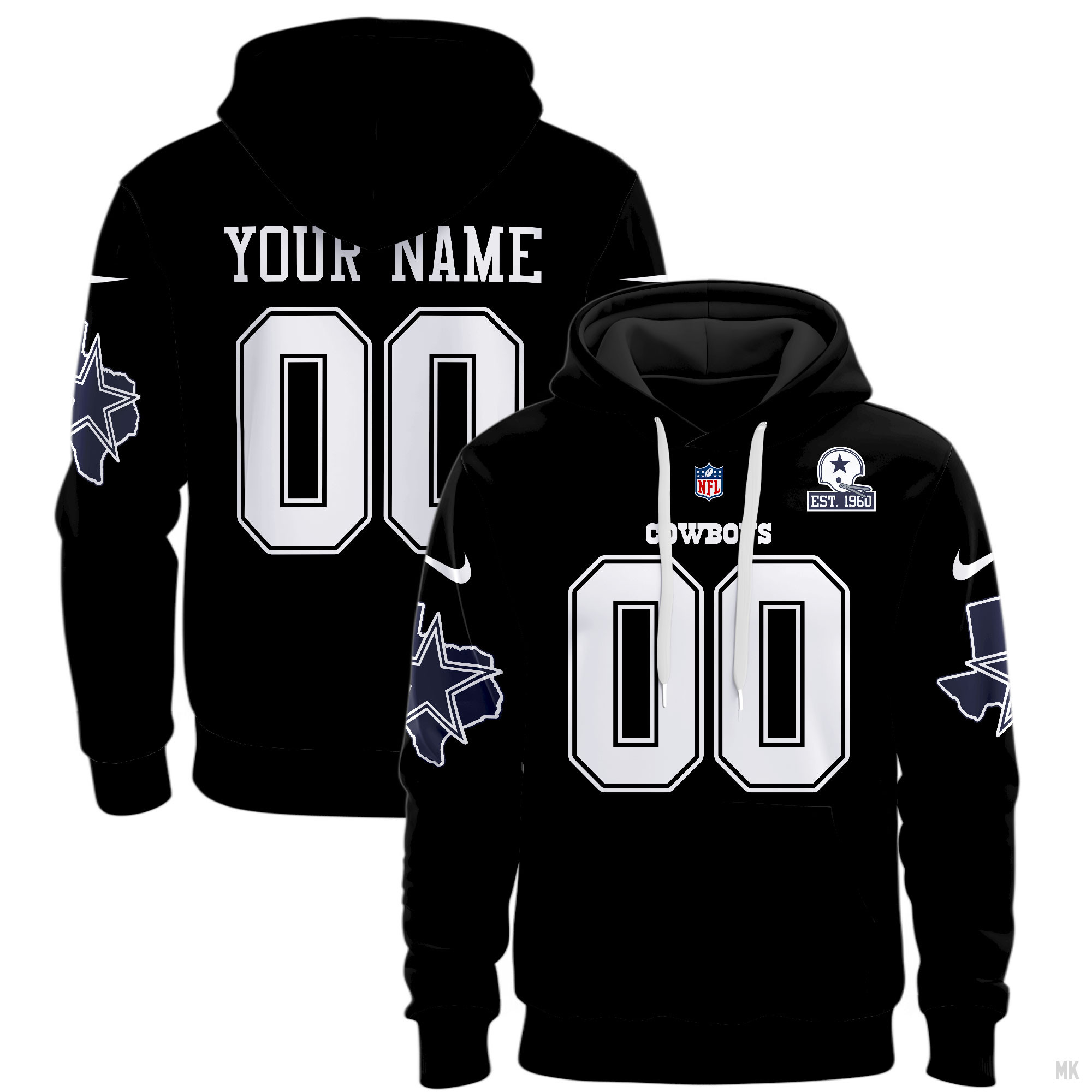 Dallas Cowboys  Throwback Texas Patch Vapor Limited Custom Jersey Hoodie 