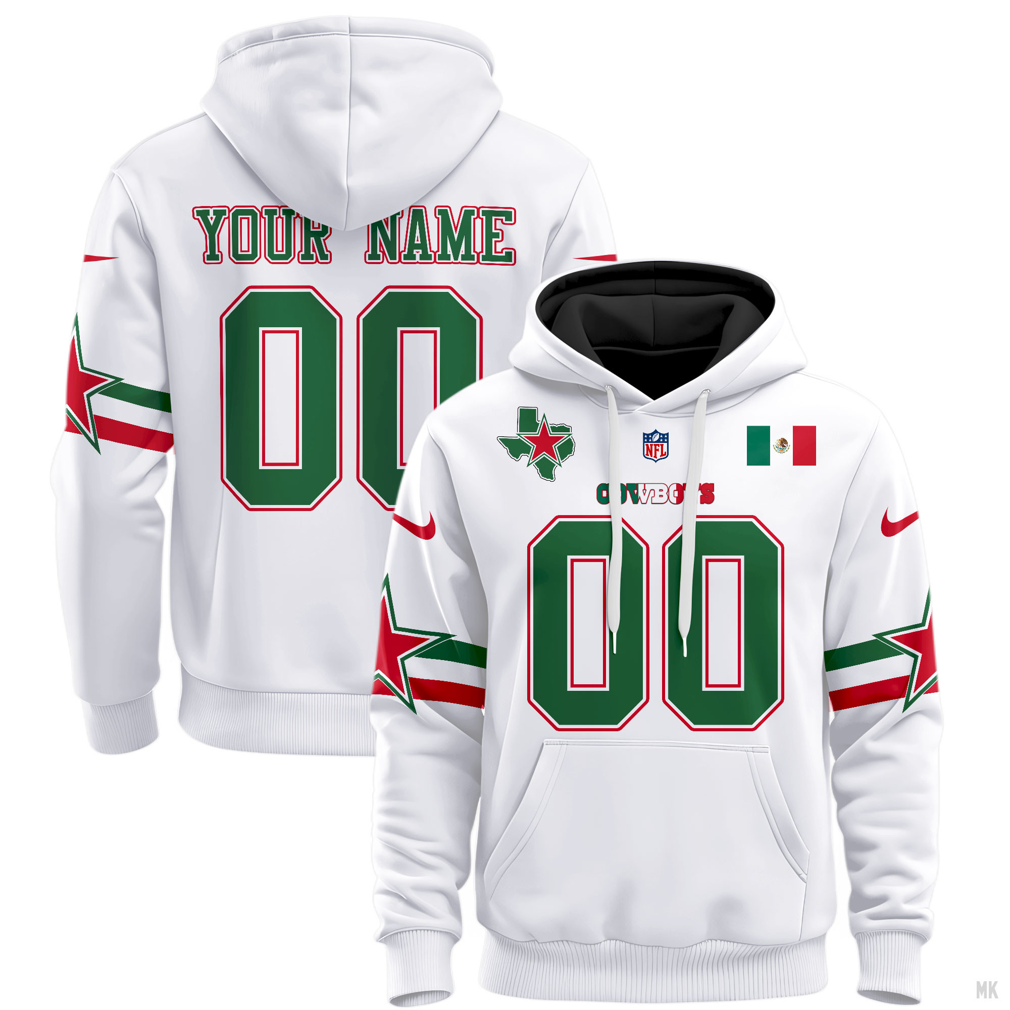 Dallas Cowboys  2024 Mexico Vapor Premier Limited Custom Jersey Hoodie 