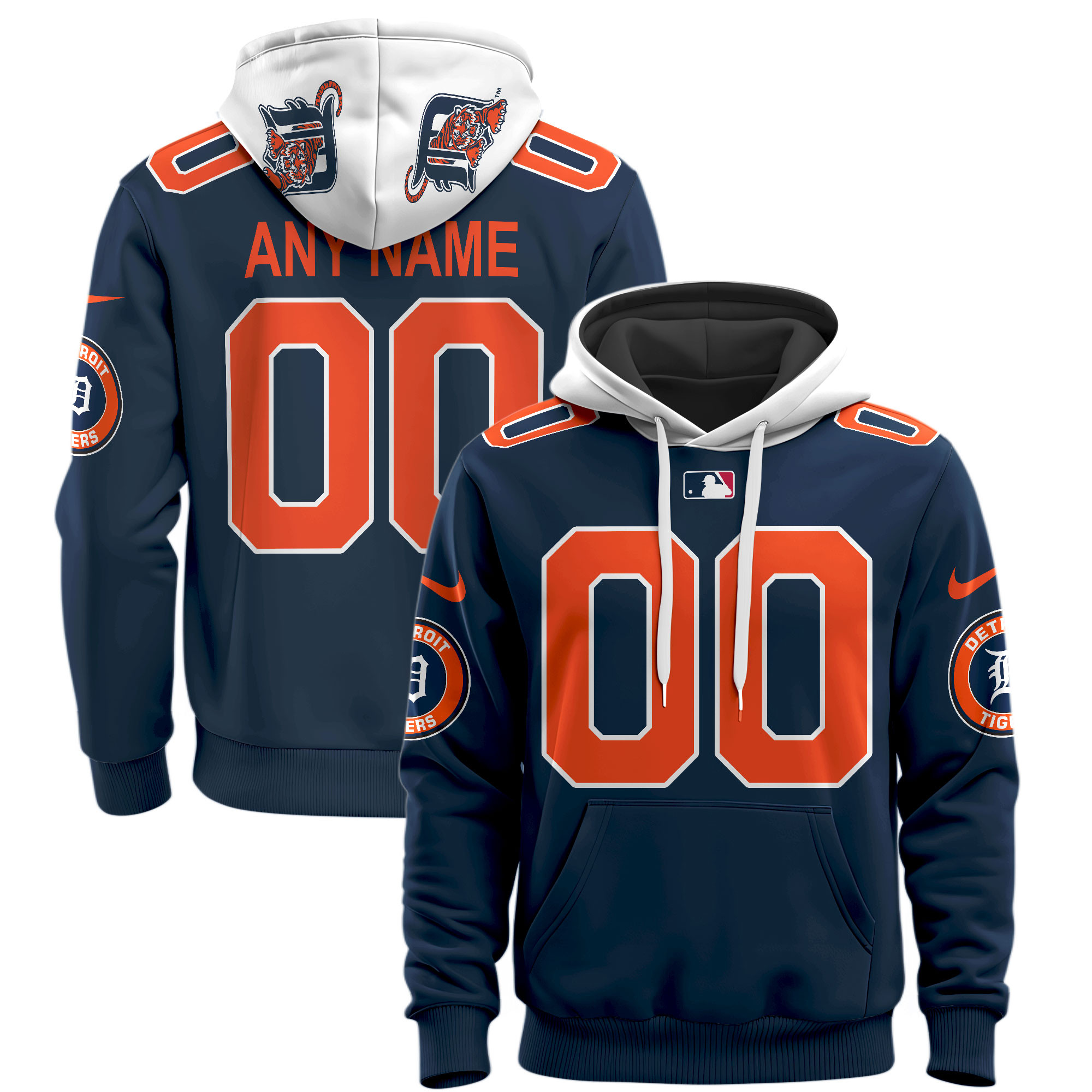 Detroit Tigers Custom Name Number Jersey Hoodie
