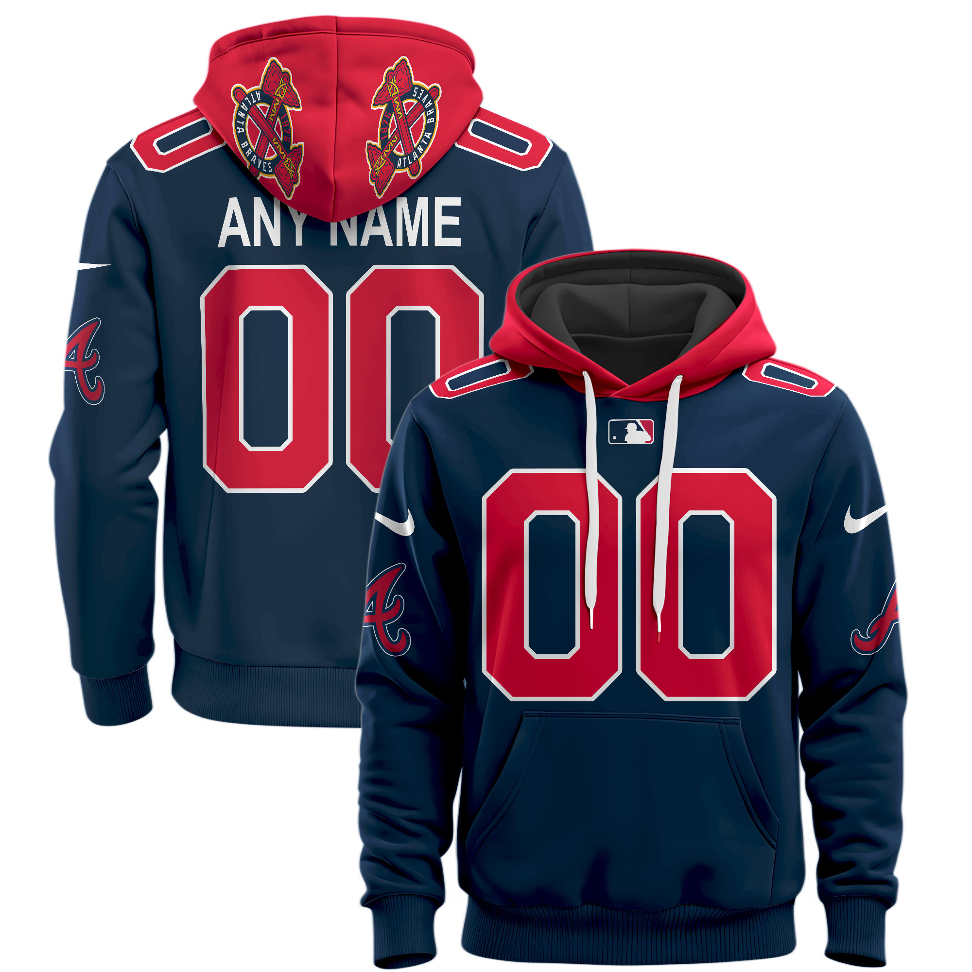 Atlanta Braves Custom Name Number Jersey Hoodie