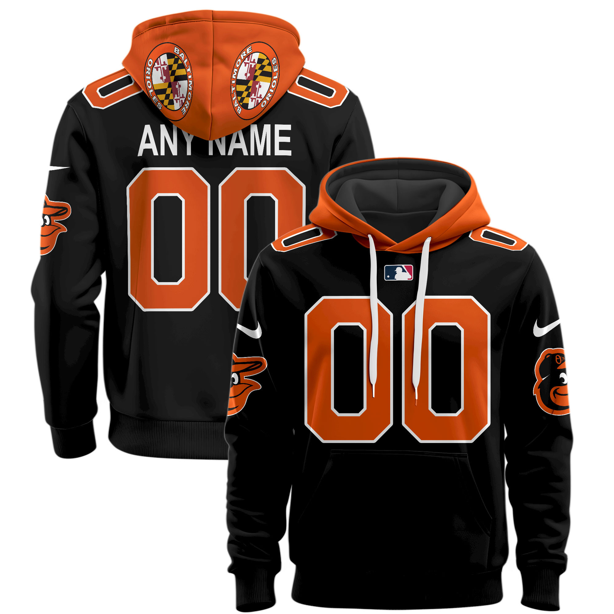 Baltimore Orioles Custom Name Number Jersey Hoodie