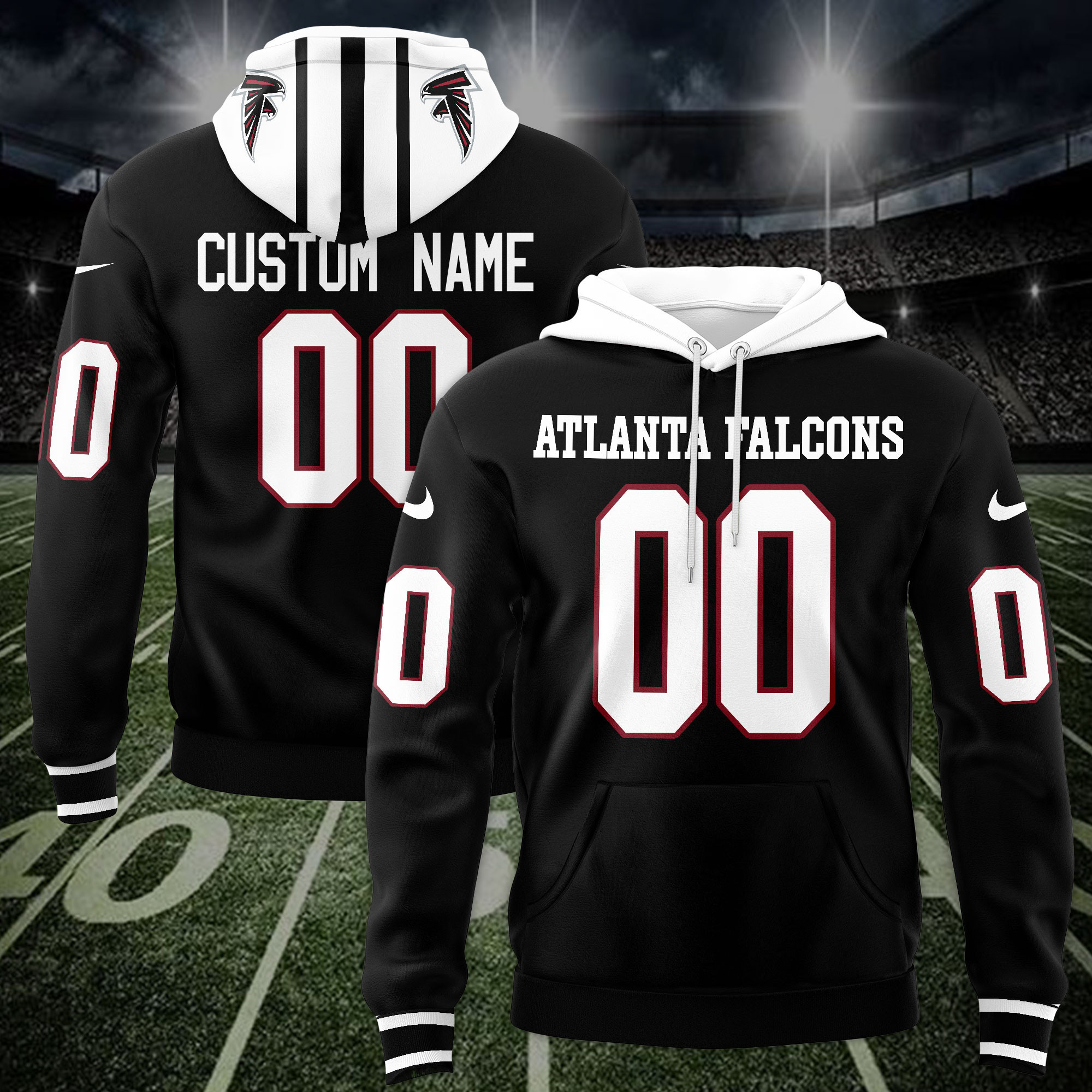 Atlanta Falcons Custom Name And Number Jersey Hoodie For Men