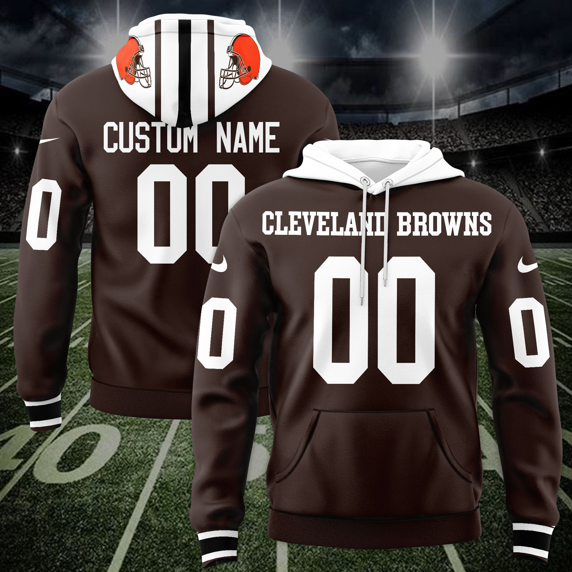 Cleveland Browns Custom Name And Number Jersey Hoodie For Men