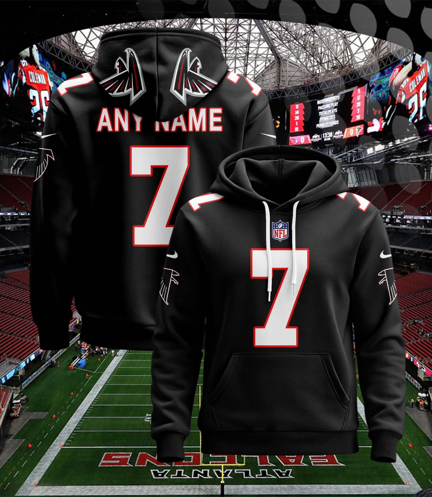 Atlanta Falcons Custom Jersey Hoodie For Men