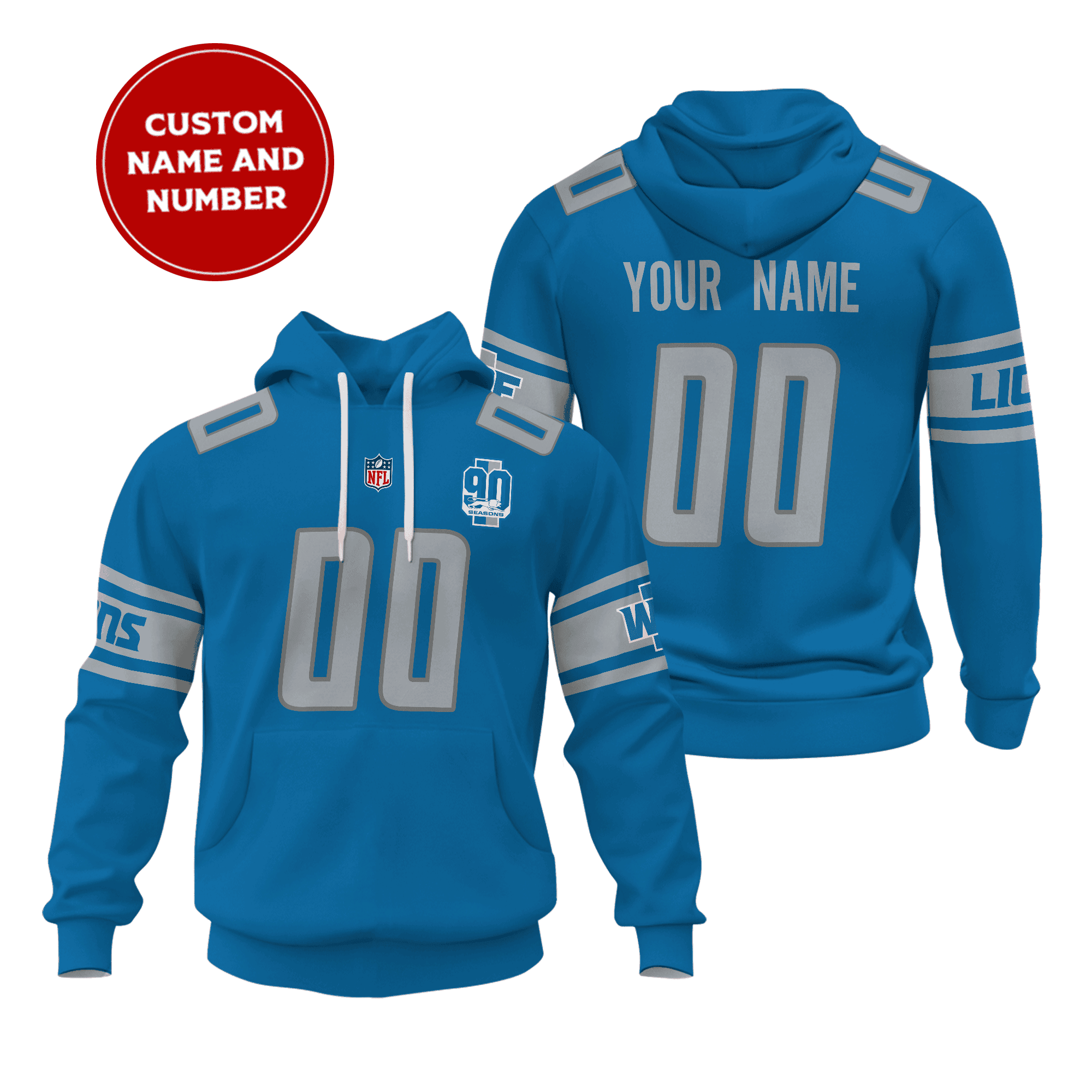 Detroit Lions Custom Name And Number Hoodie