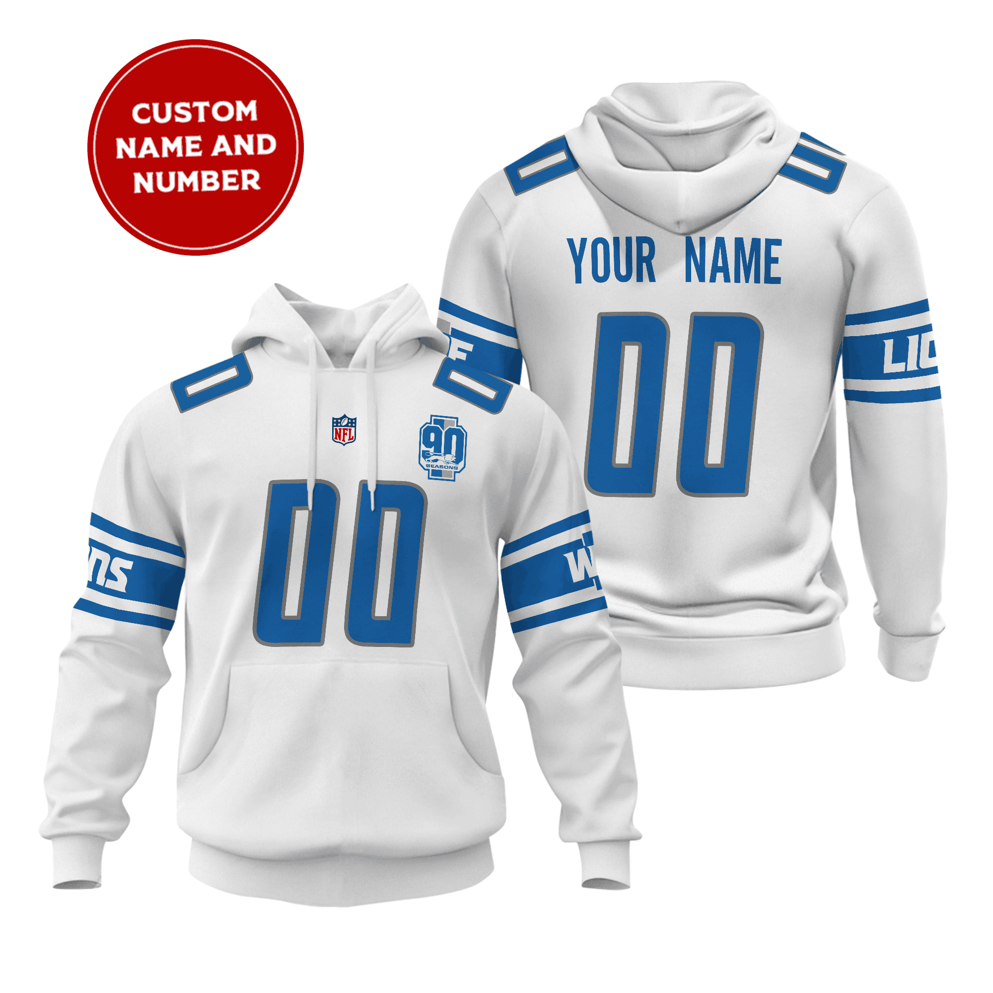 Detroit Lions Custom Name And Number Hoodie