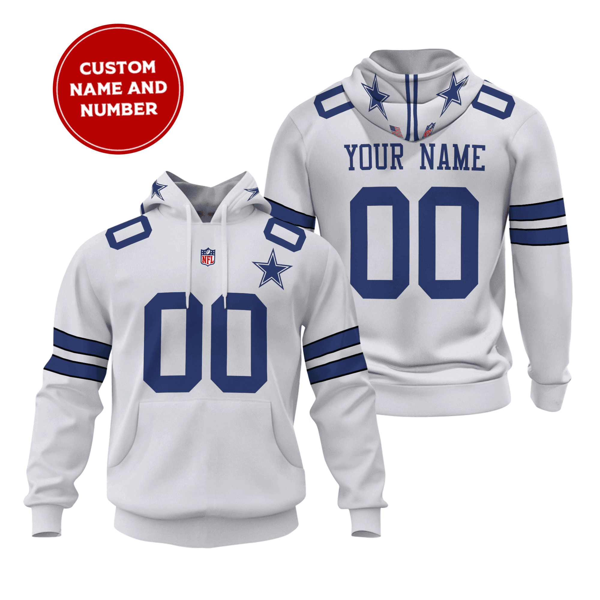 Dallas Cowboys Custom Name And Number Hoodie