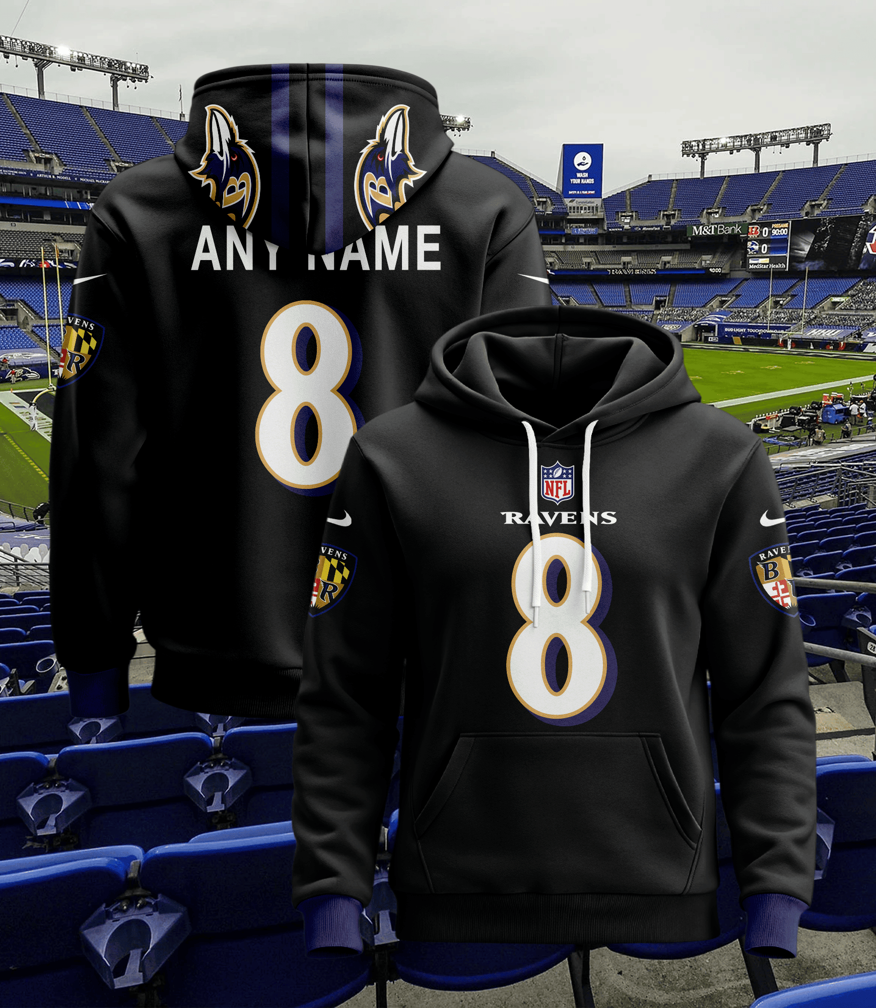 Baltimore Ravens Custom Jersey Hoodie For Men