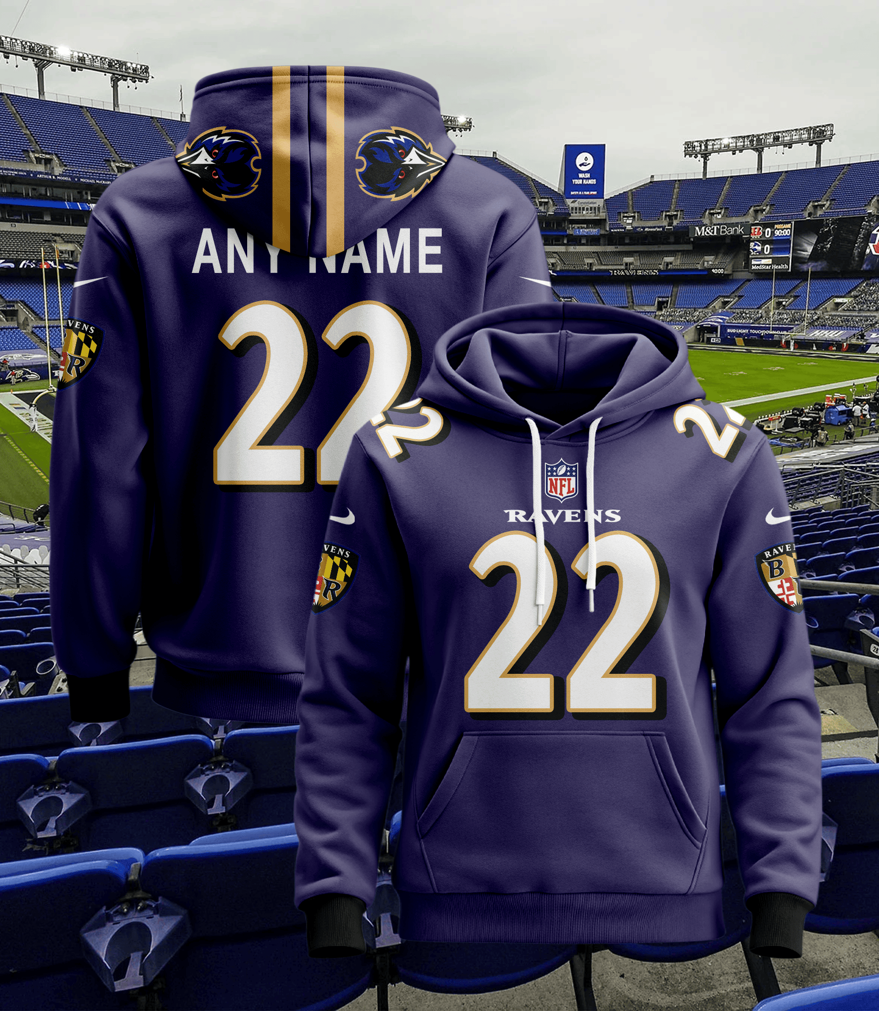 Baltimore Ravens Custom Jersey Hoodie For Men