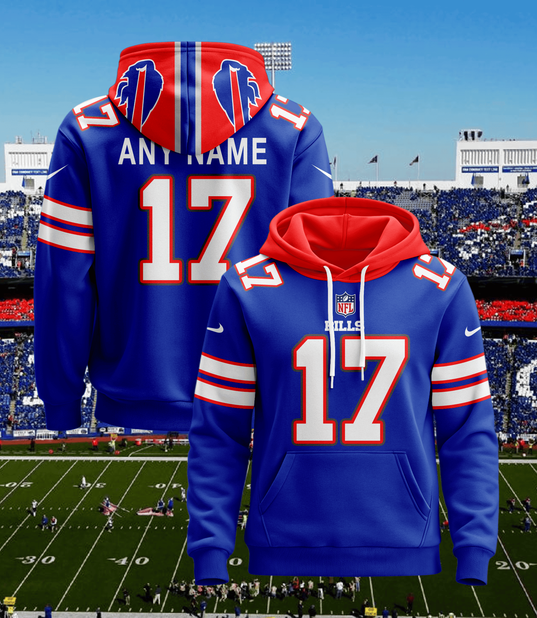 Buffalo Bills Custom Jersey Hoodie For Men