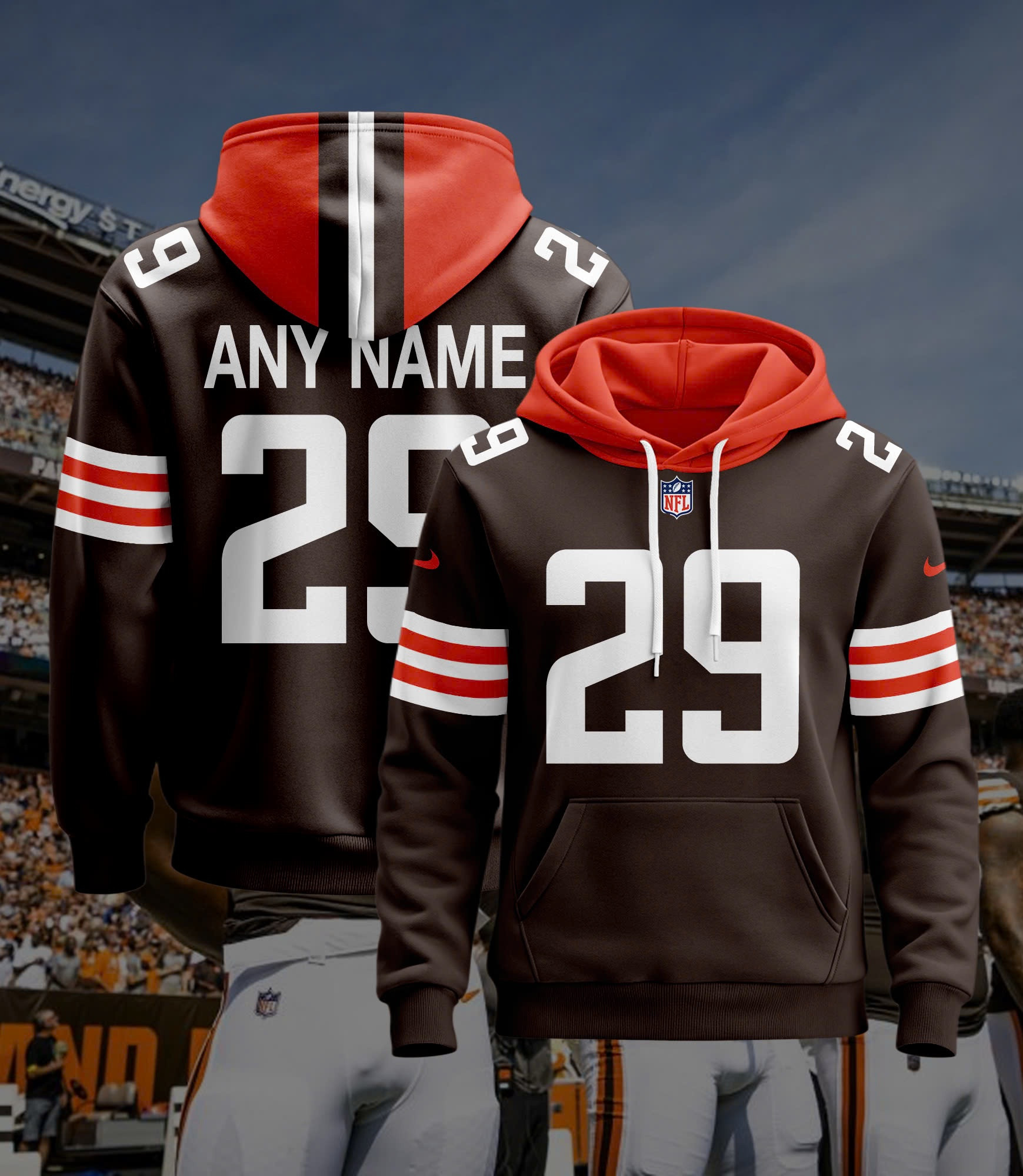 Cleveland Browns Custom Jersey Hoodie For Men
