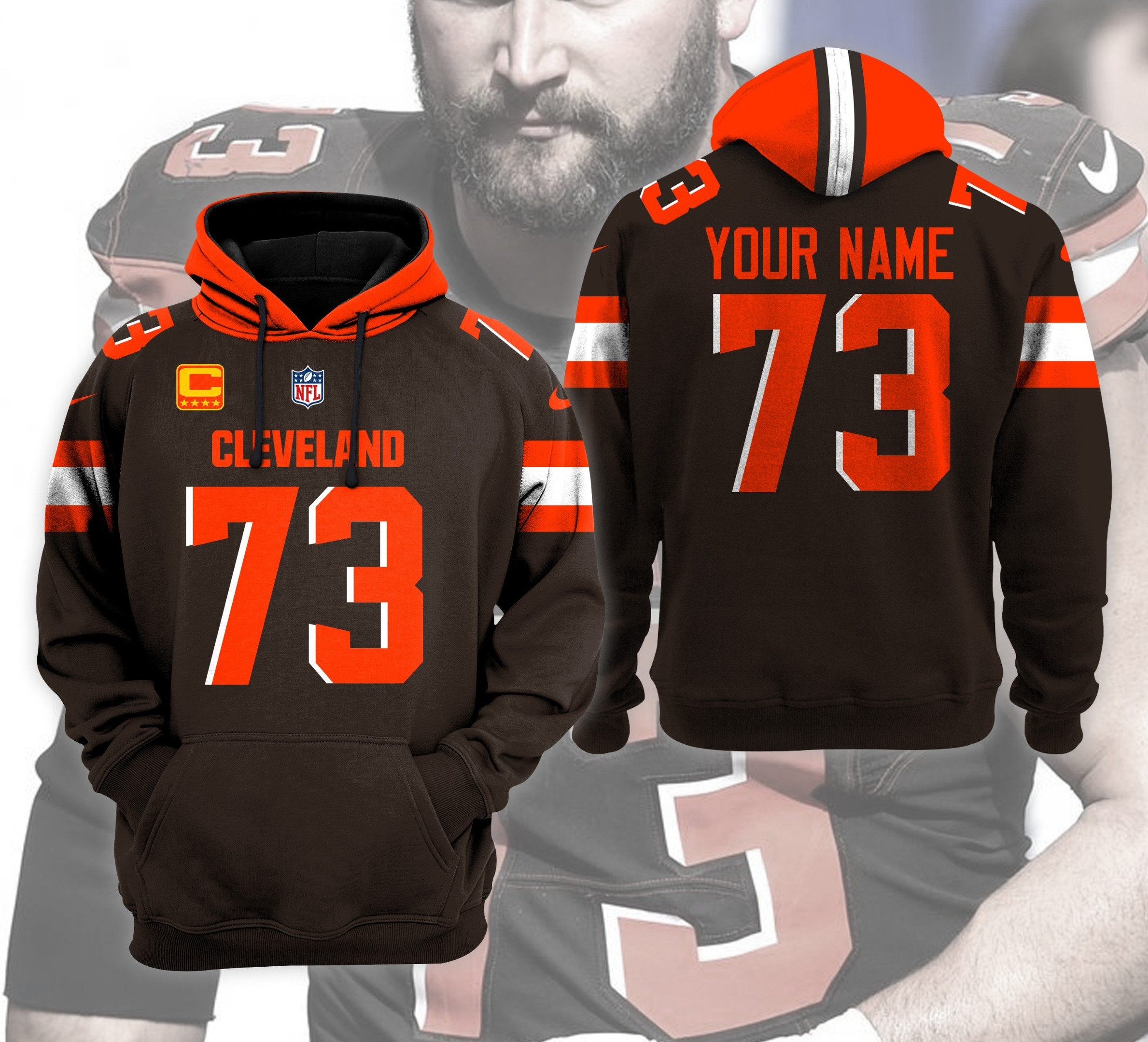 Cleveland Browns Custom Jersey Hoodie For Men