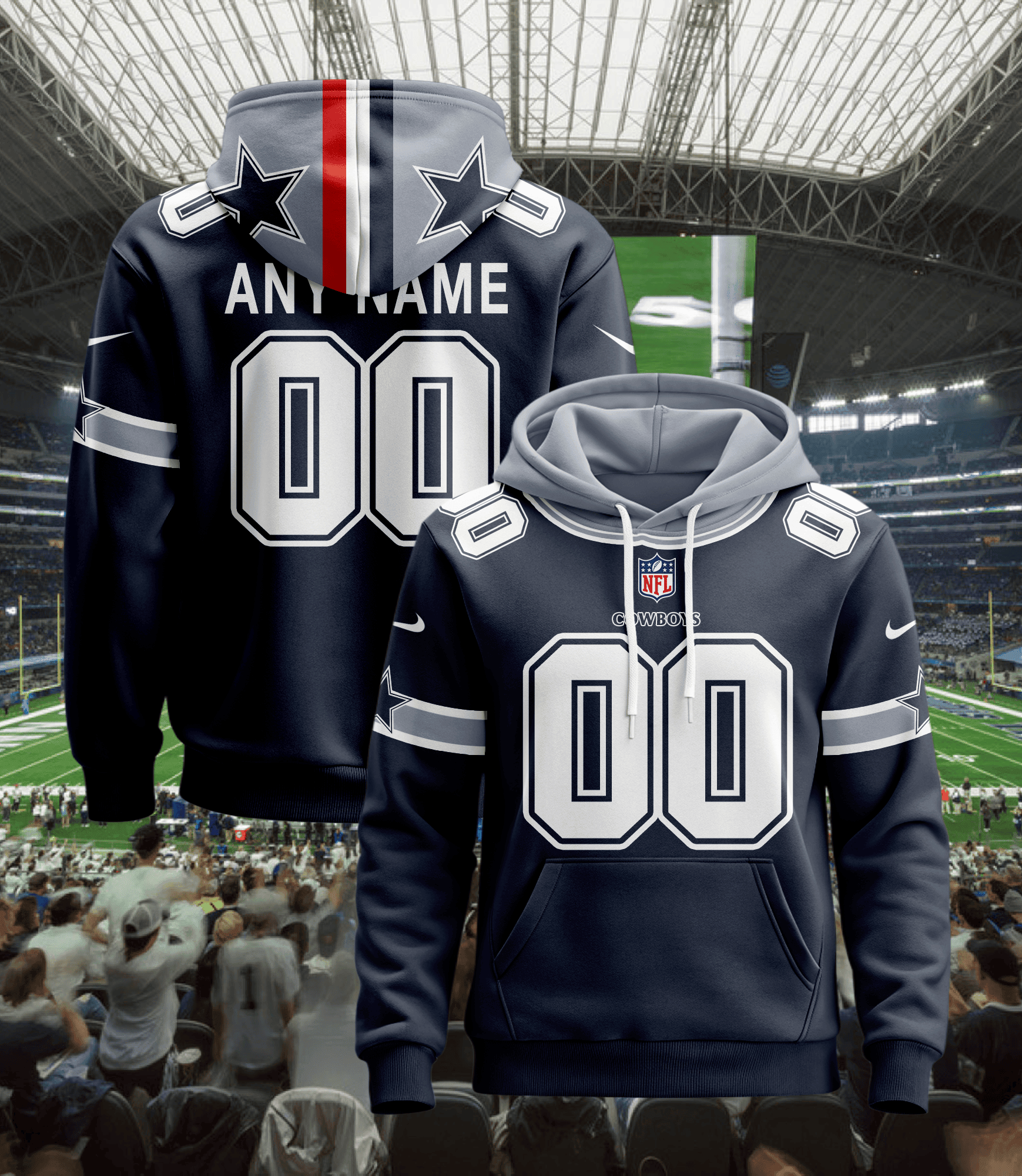 Dallas Cowboys Custom Jersey Hoodie For Men