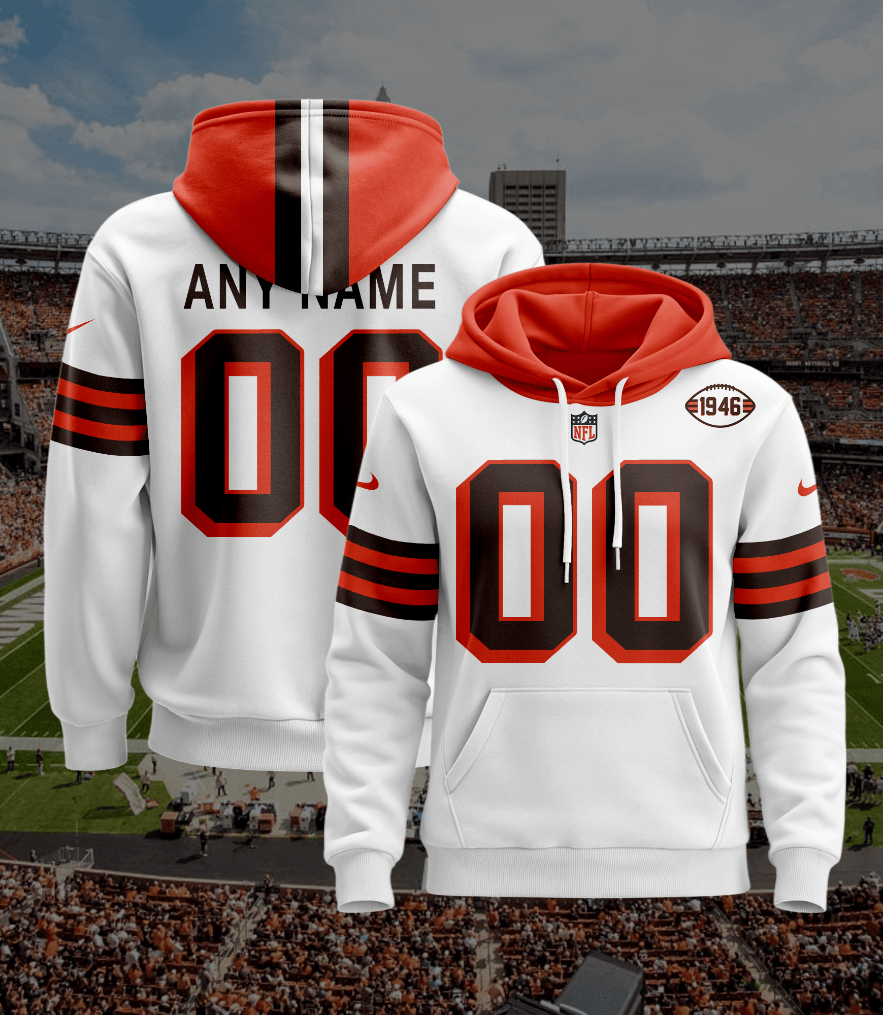 Cleveland Browns Custom Jersey Hoodie For Men