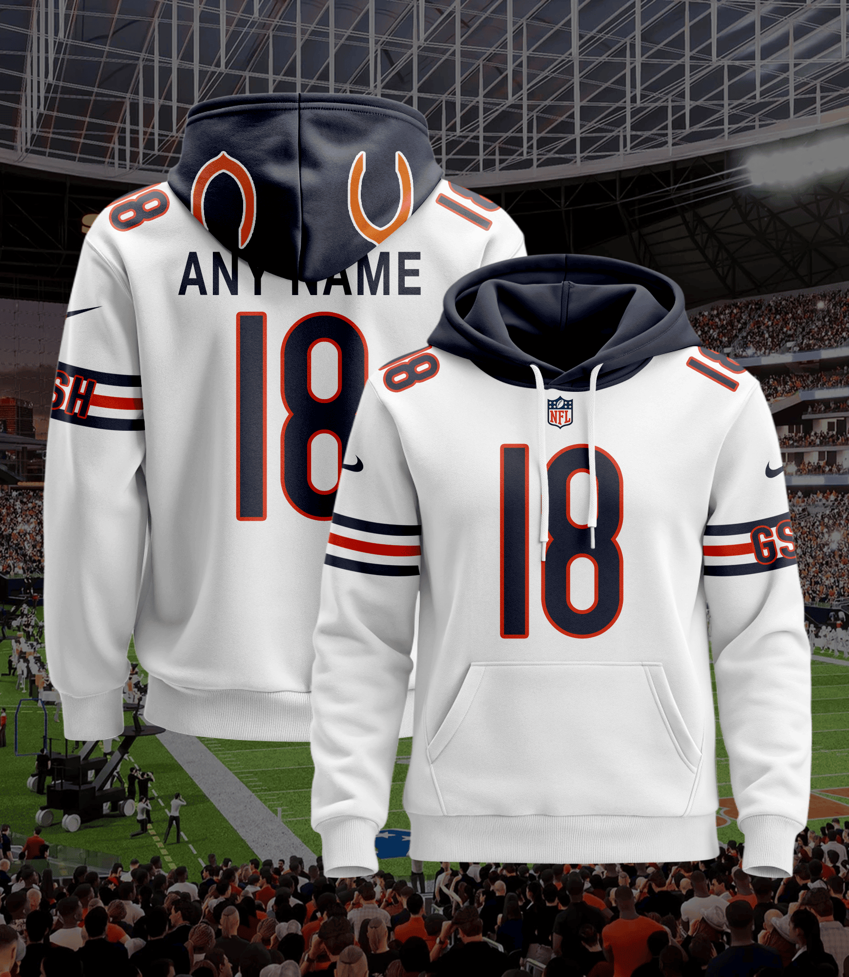Chicago Bears Custom Jersey Hoodie For Men