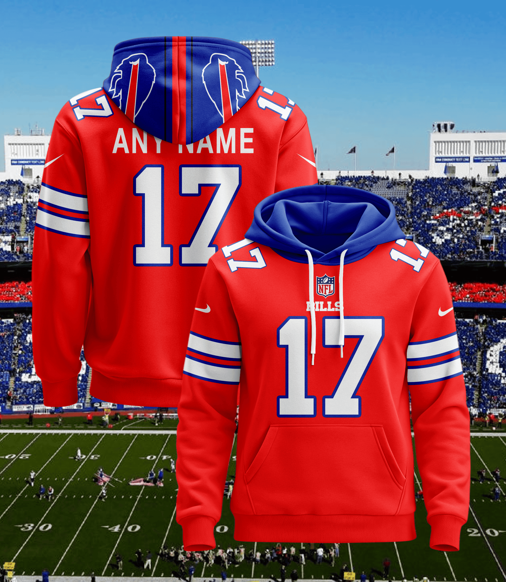 Buffalo Bills Custom Jersey Hoodie For Men