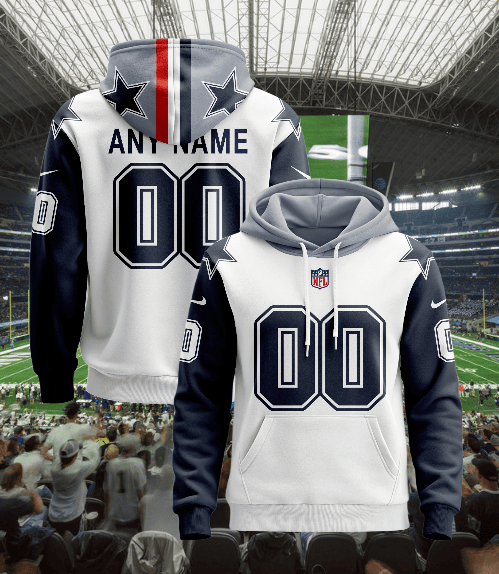 Dallas Cowboys Custom Jersey Hoodie For Men