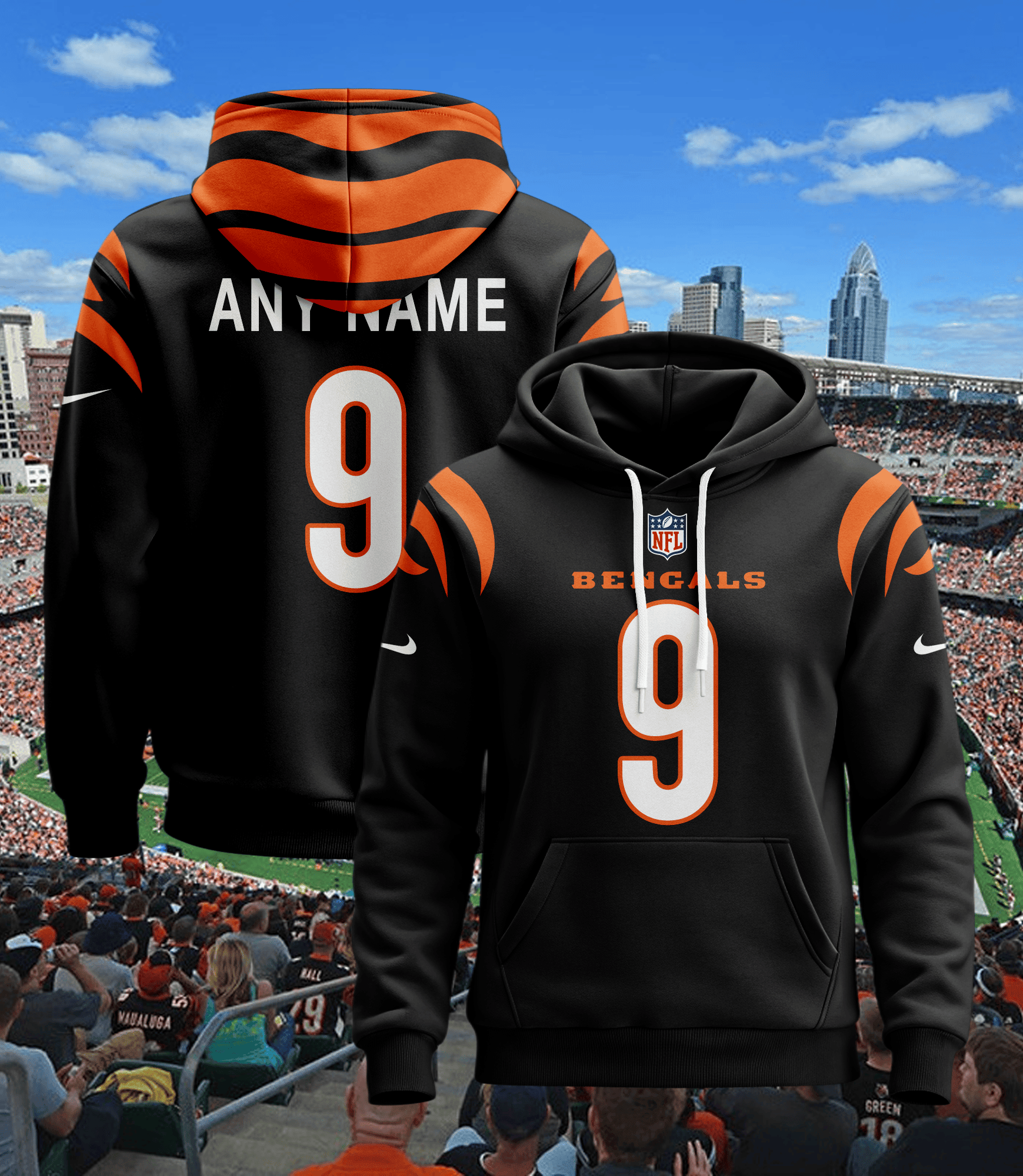Cincinnati Bengals Custom Jersey Hoodie For Men