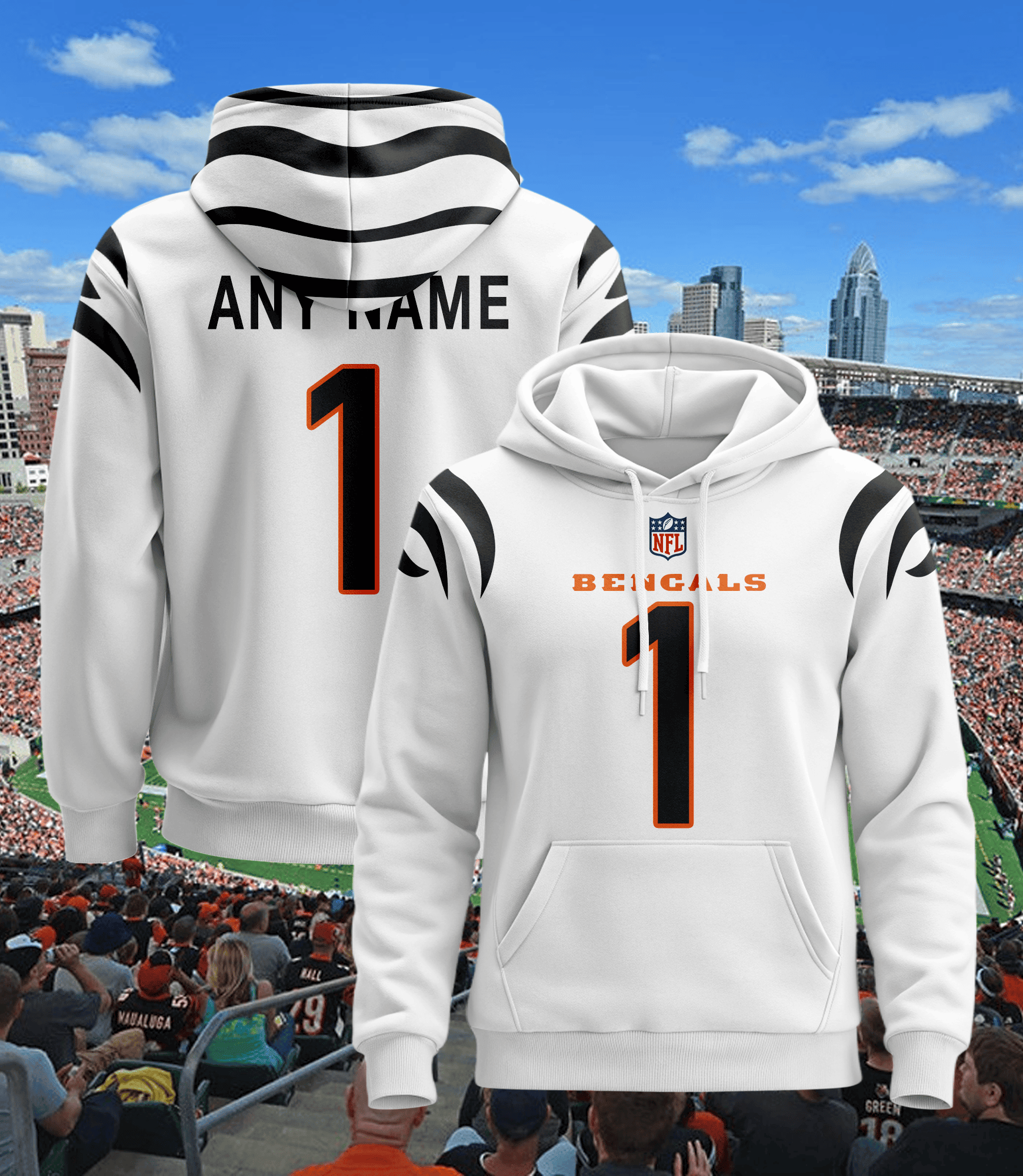 Cincinnati Bengals Custom Jersey Hoodie For Men