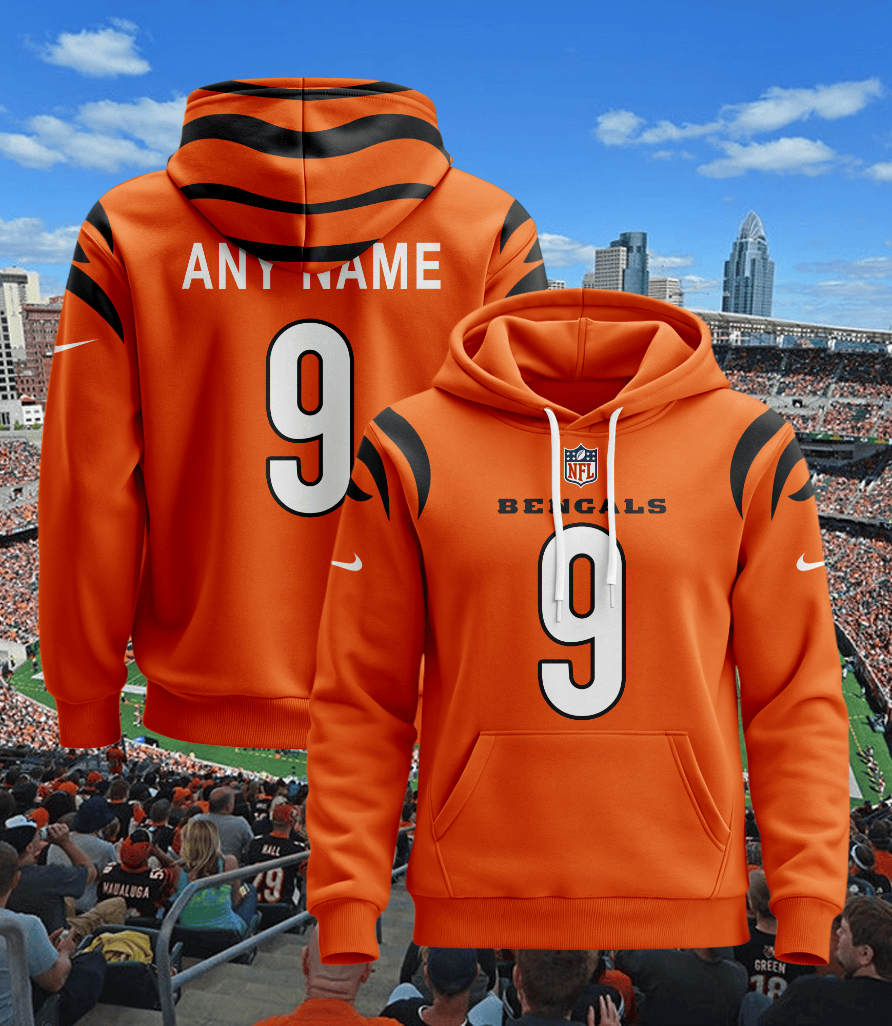 Cincinnati Bengals Custom Jersey Hoodie For Men