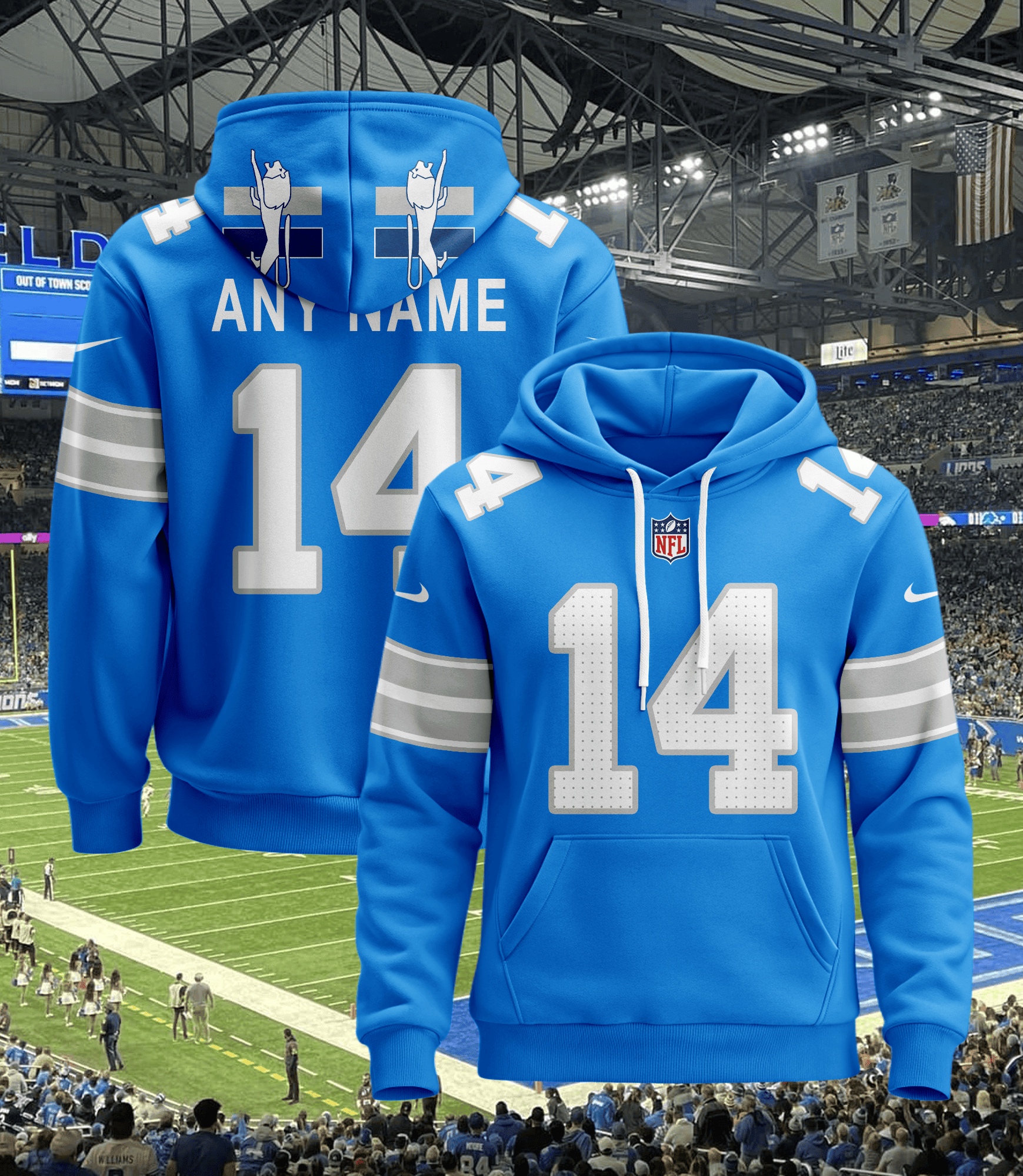 Detroit Lions Custom Jersey Hoodie For Men