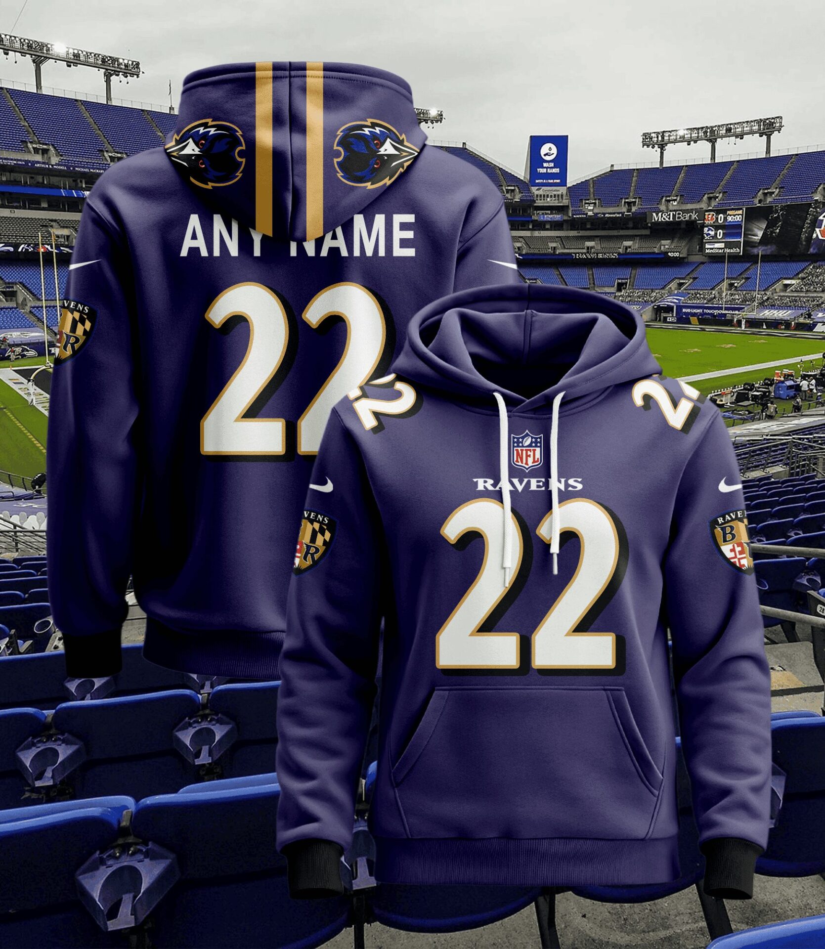 Baltimore Ravens  Hoodie Style Jersey Custom Name And Number