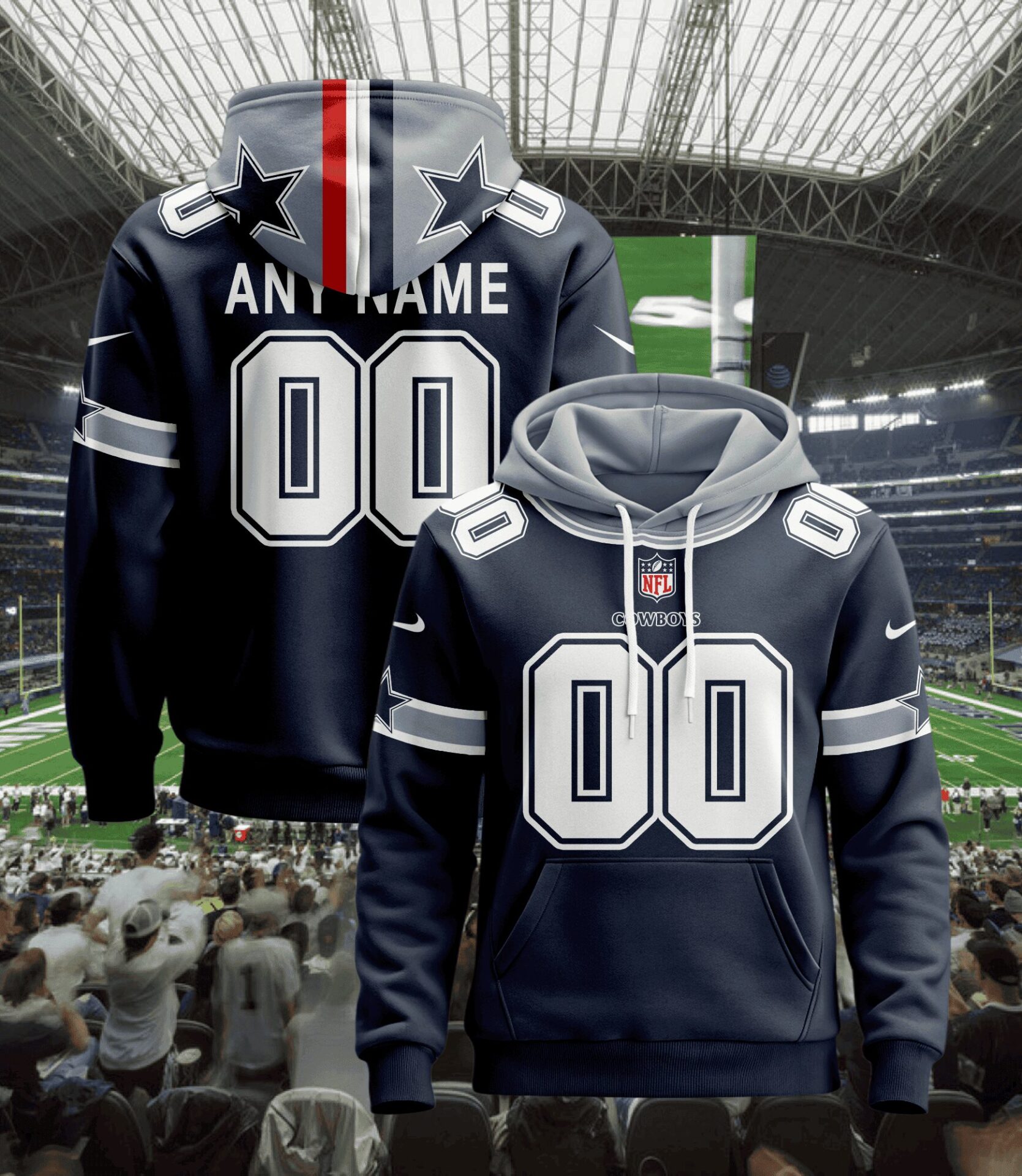 Dallas Cowboys  Hoodie Style Jersey Custom Name And Number