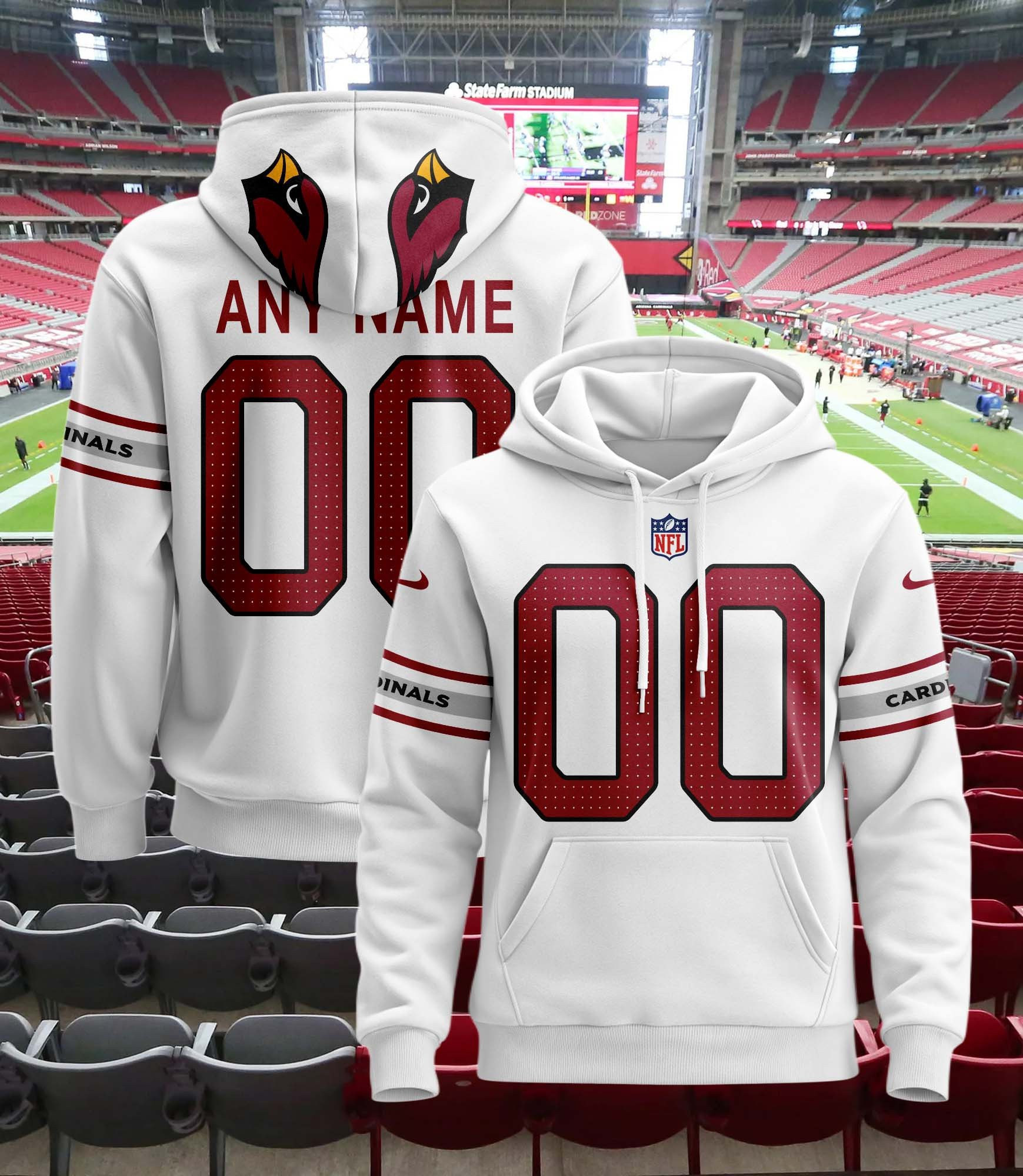Arizona Cardinals  Hoodie Style Jersey Custom Name And Number