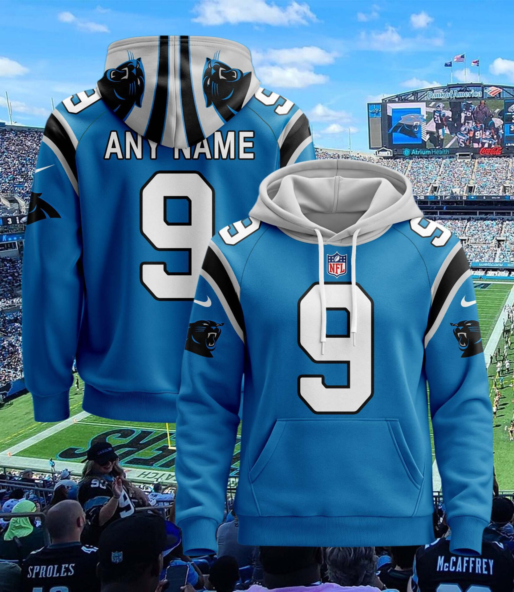 Carolina Panthers  Hoodie Style Jersey Custom Name And Number