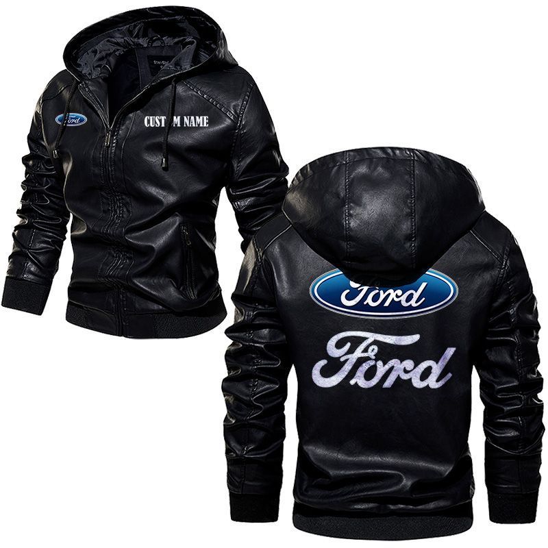 Ford Motor Company Leather Hoodie Jacket