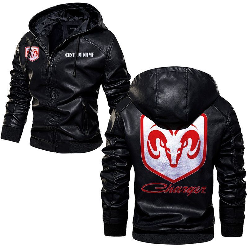 Dodge Charger Leather Hoodie Jacket