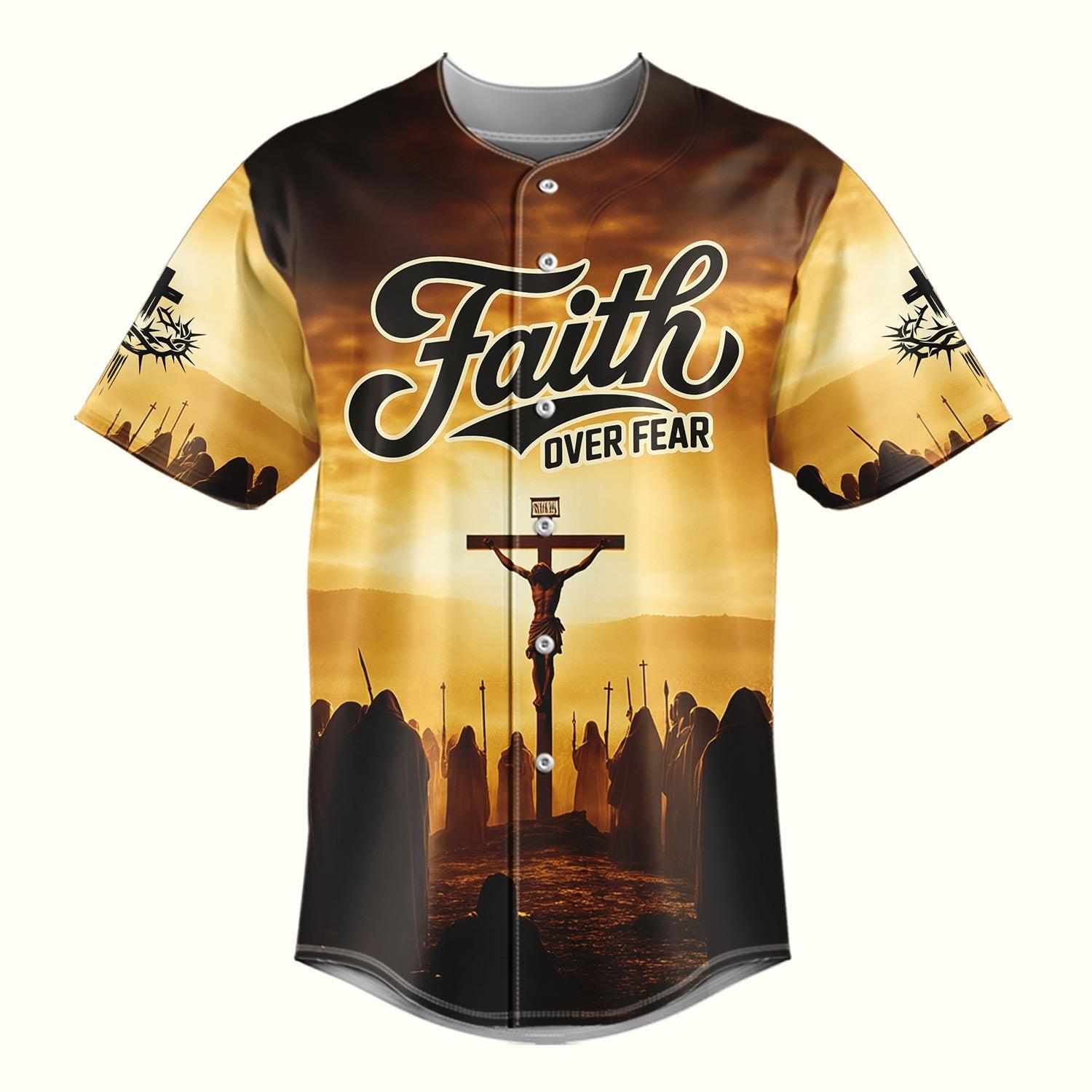 Jesus Faith Over Fear Cross Baseball Jersey Bundle - Image 3