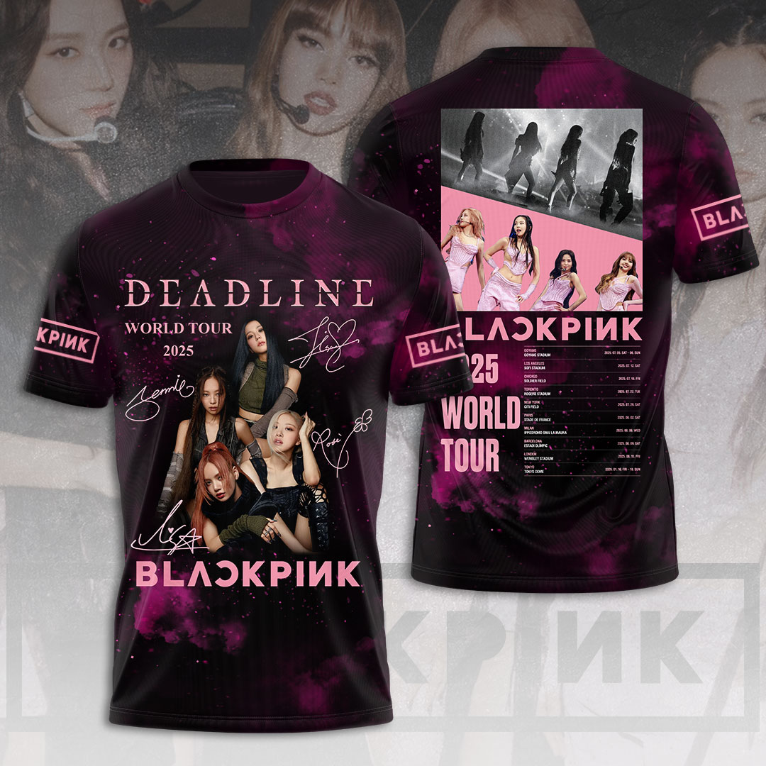 Blackpink 2025 Deadline Tour Tee Back Schedule & Members Collage Edition
