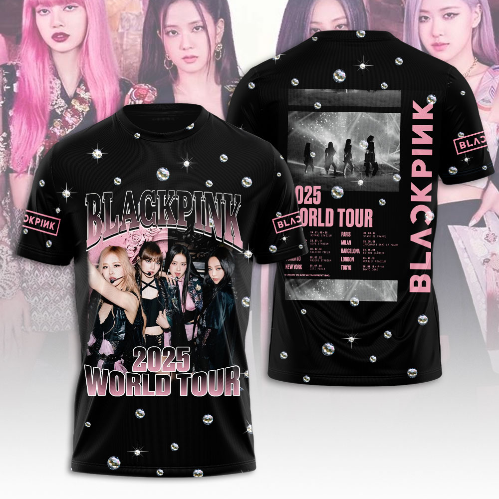 Blackpink 2025 Tour Streetwear Tee Polka Dot Black Aesthetic