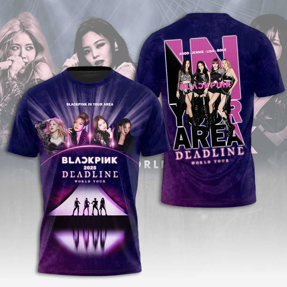 Blackpink In Your Area 2025 Tee Violet Neon Stage Design