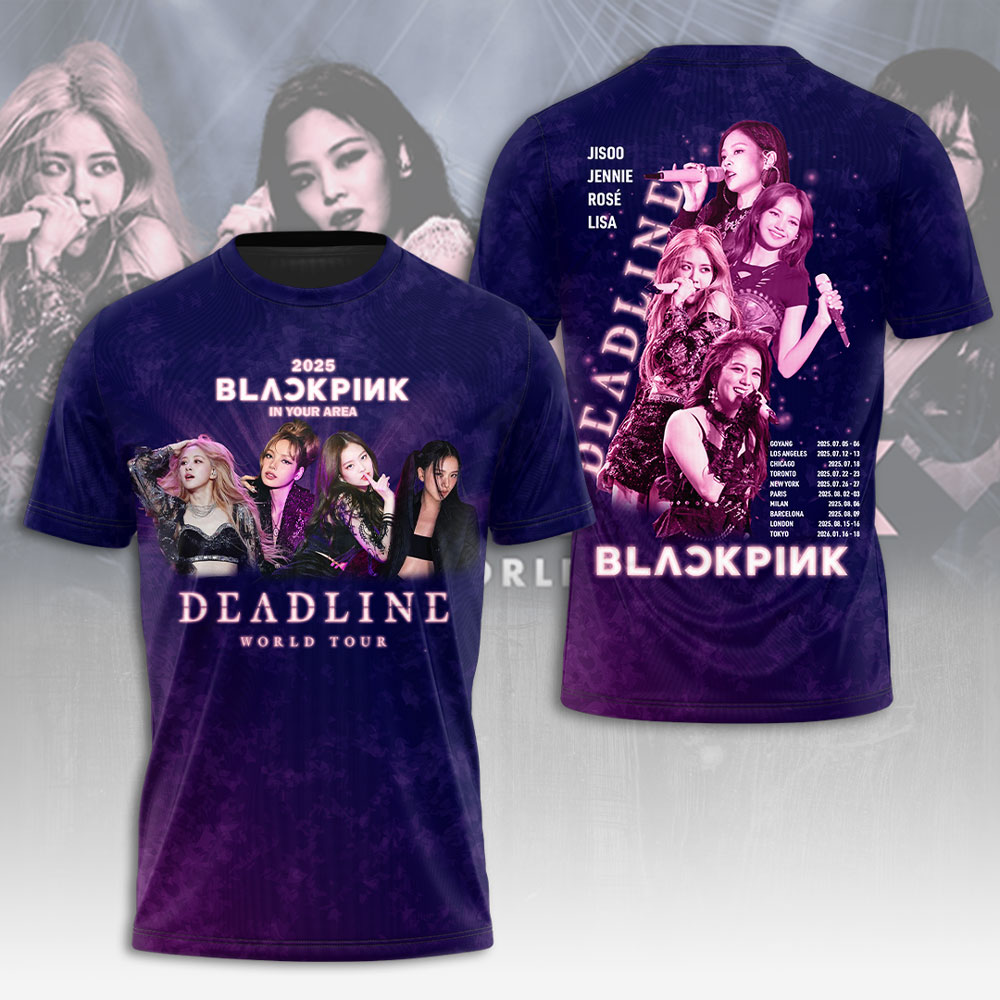 Blackpink Deadline 2025 Tour Shirt Galaxy Violet Concert Design