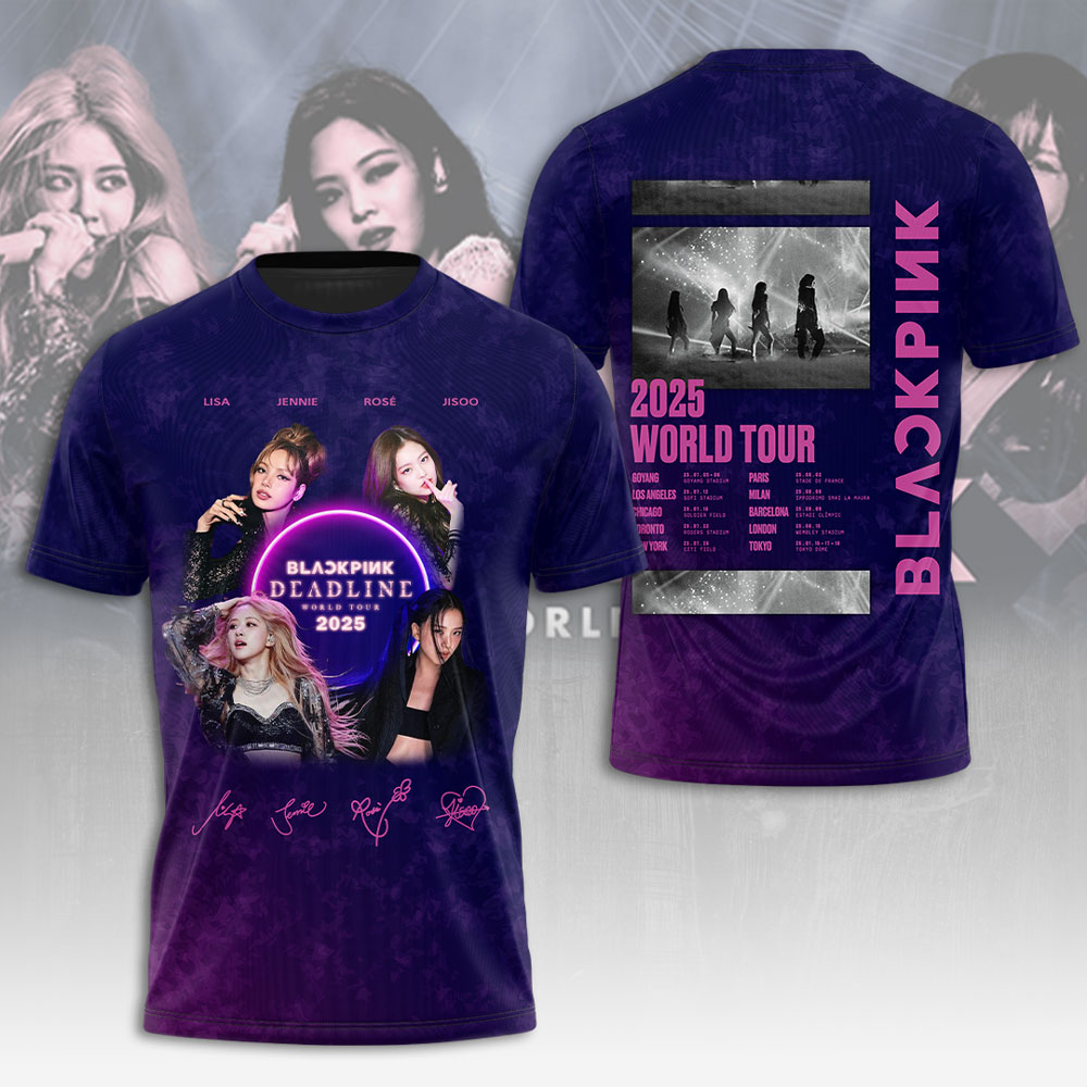 Blackpink 2025 Tour Shirt Blue Magenta Concert Layout Edition