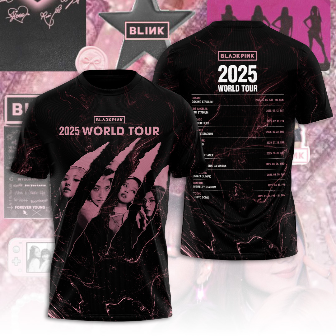 Blackpink Deadline 2025 Tour T-Shirt Gradient Neon Stage Style