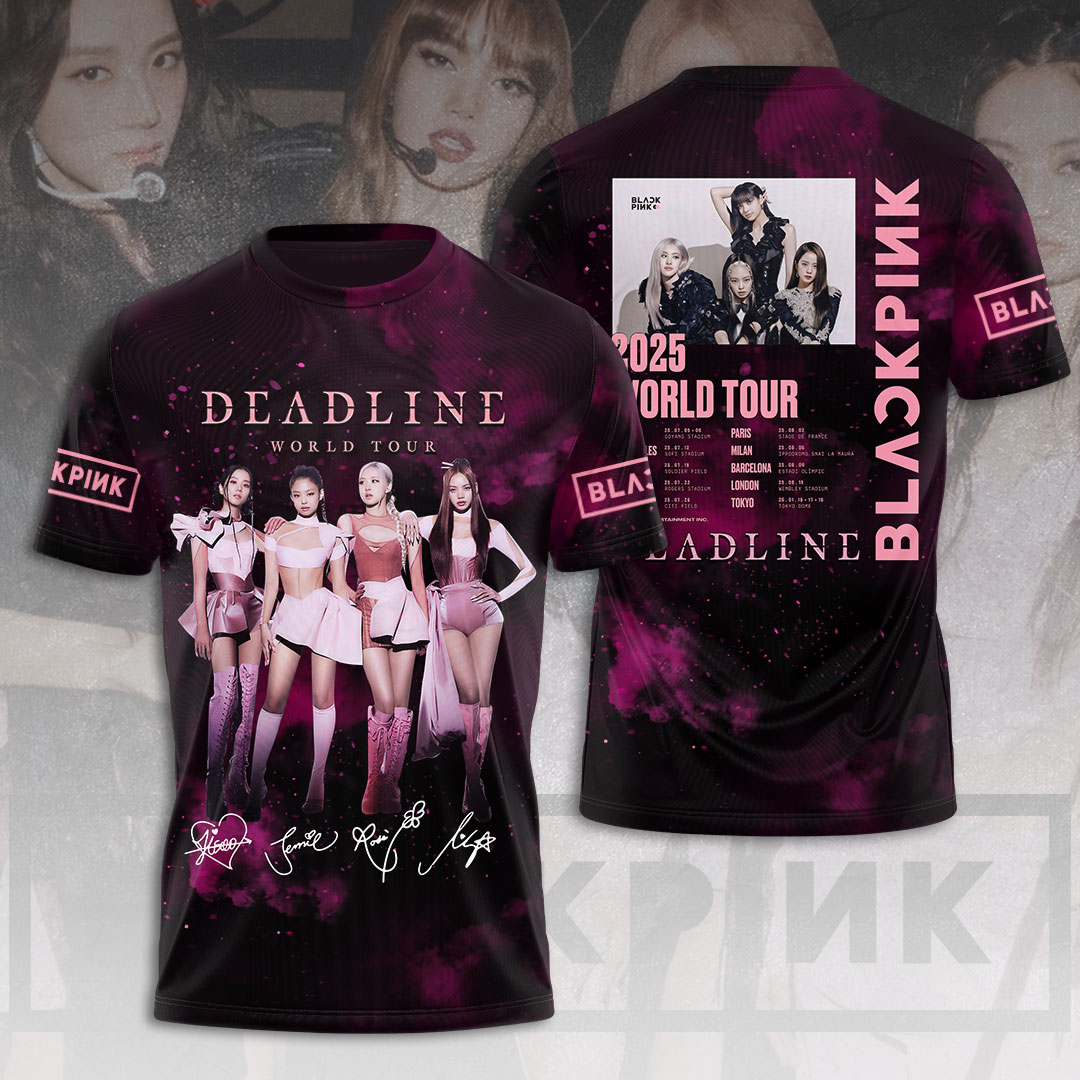 Blackpink 2025 World Tour T-Shirt Black & Magenta Collage Edition