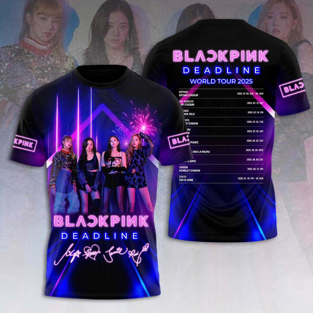 Blackpink Deadline Arena 2025 Tour Tee Stage Light Neon Edition