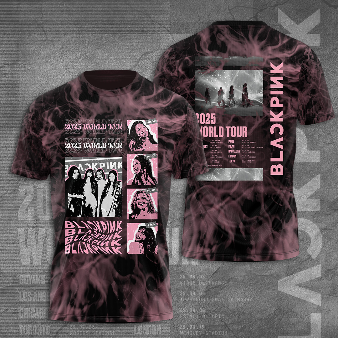 Blackpink Deadline 2025 World Tour T-Shirt Marble Pink Tie-Dye Style