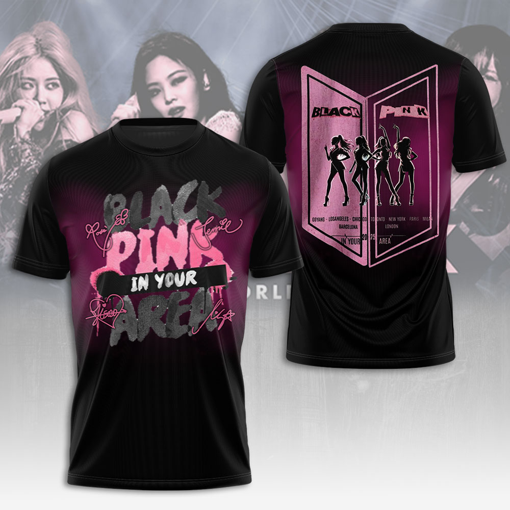 Blackpink 2025 In Your Area Tour Tee Pink Letter Graphic Style