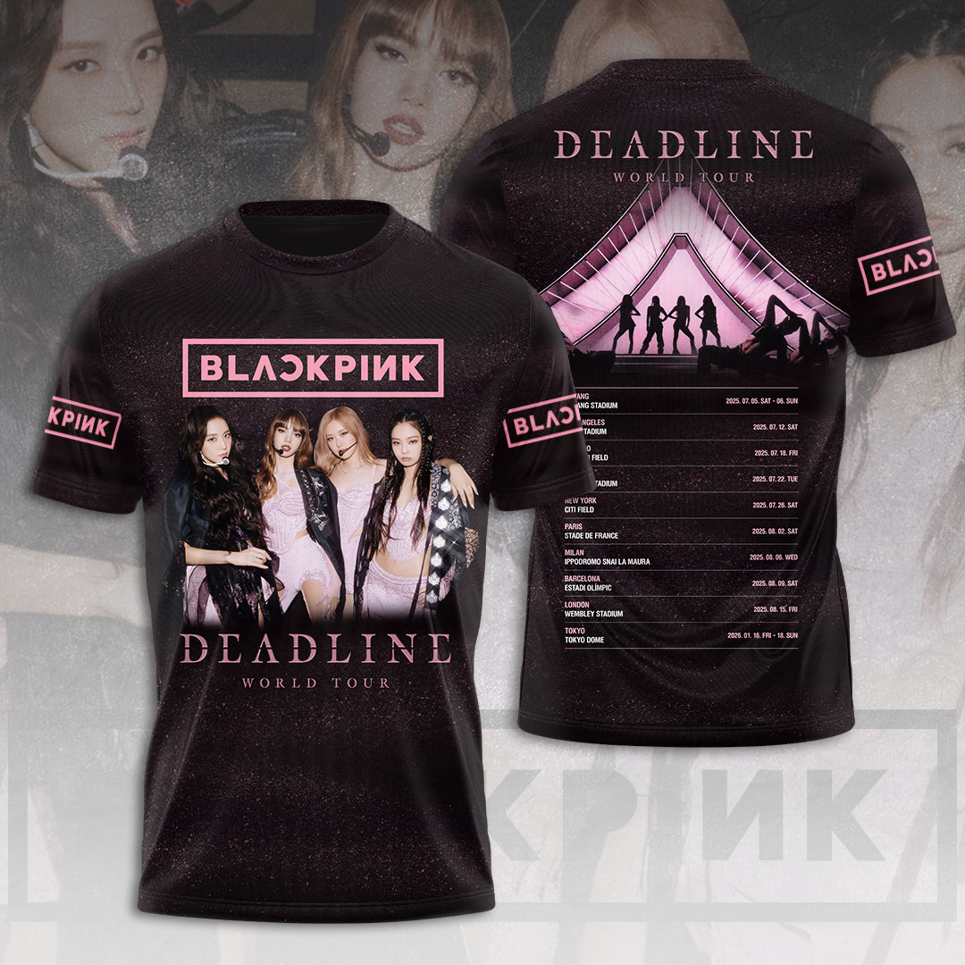 Blackpink Deadline Tour 2025 T-Shirt Pink Triangle Spotlight Style