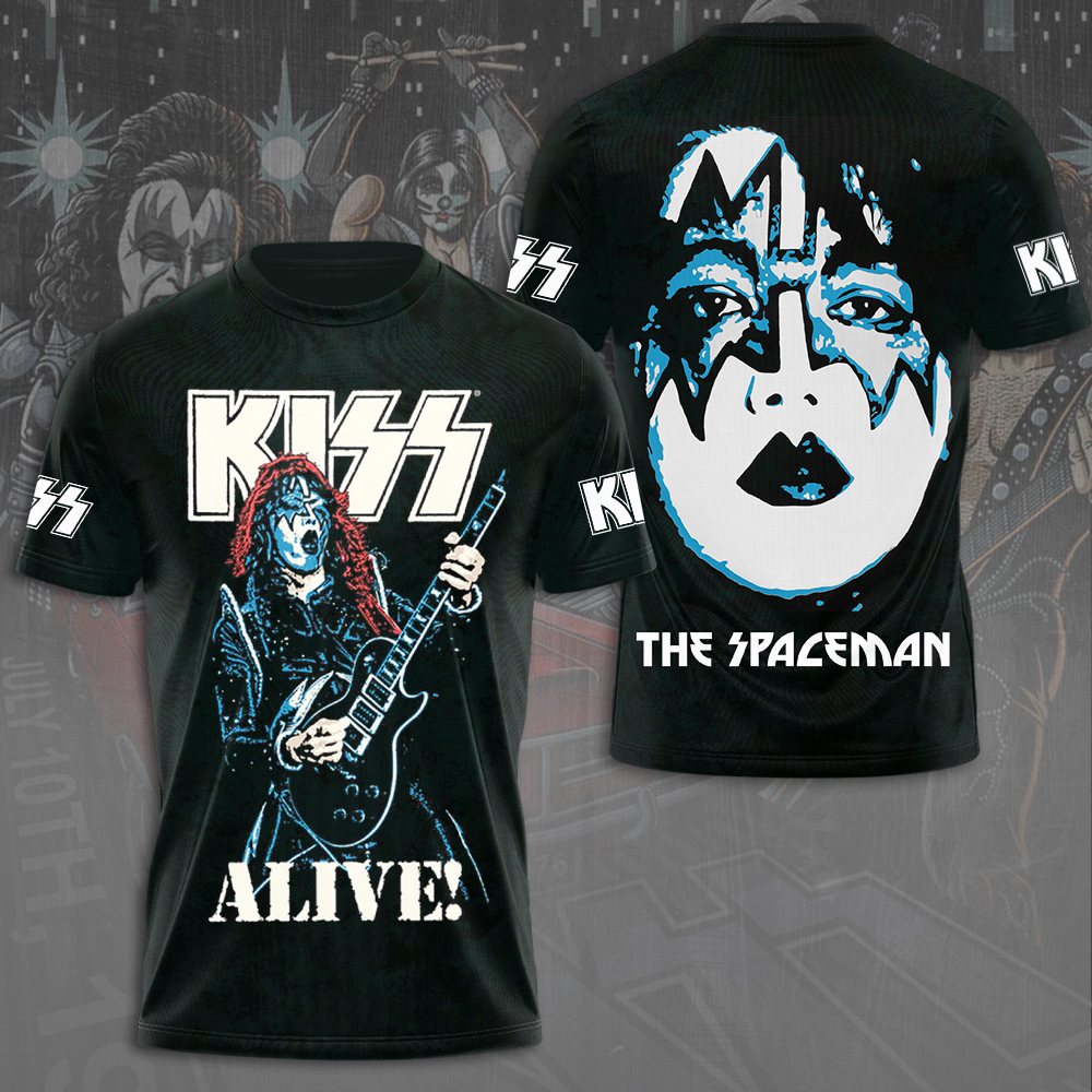 Kiss Alive The Spaceman T-Shirt Retro Electric Blue Graphic Tee