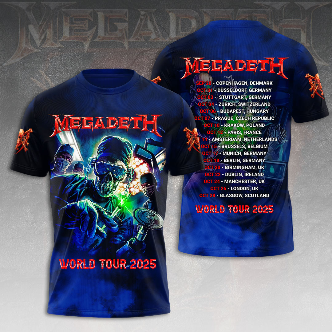 Megadeth 2025 World Tour 3D Shirt Blue